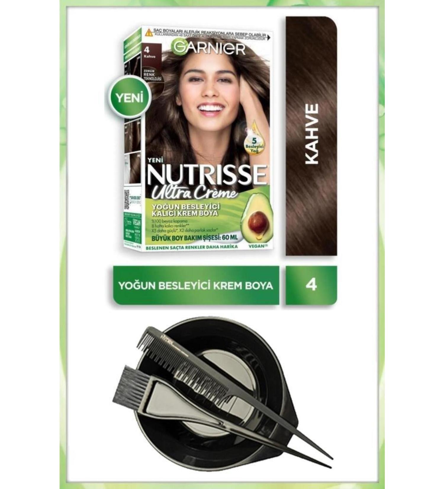 Garnier Nutrisse Ultra Cream Hair Dye 4 COFFEE DYEING SET