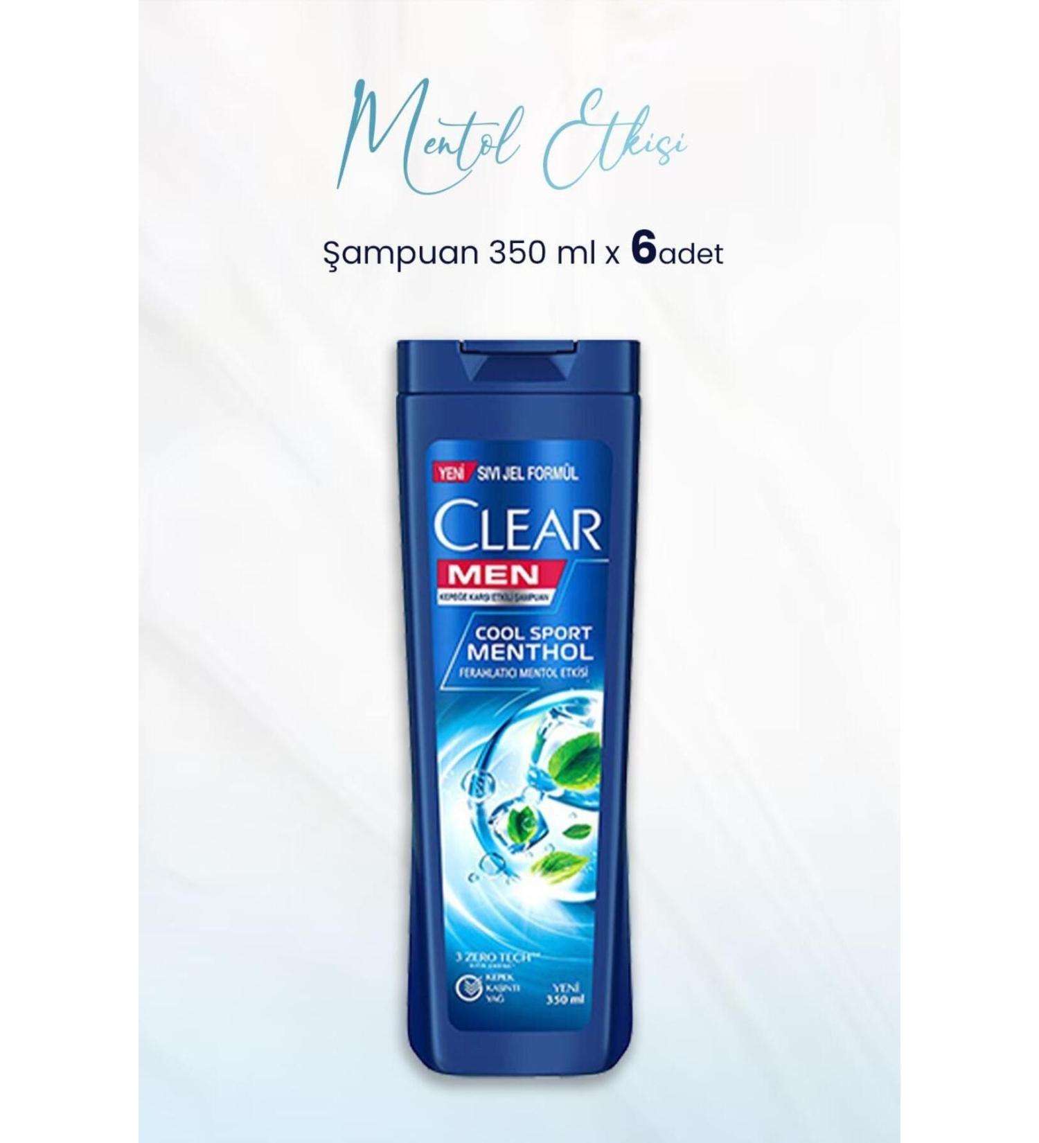 Clear Men Anti-Dandruff Shampoo Refreshing Menthol Effect 350 ML x 6 Pieces