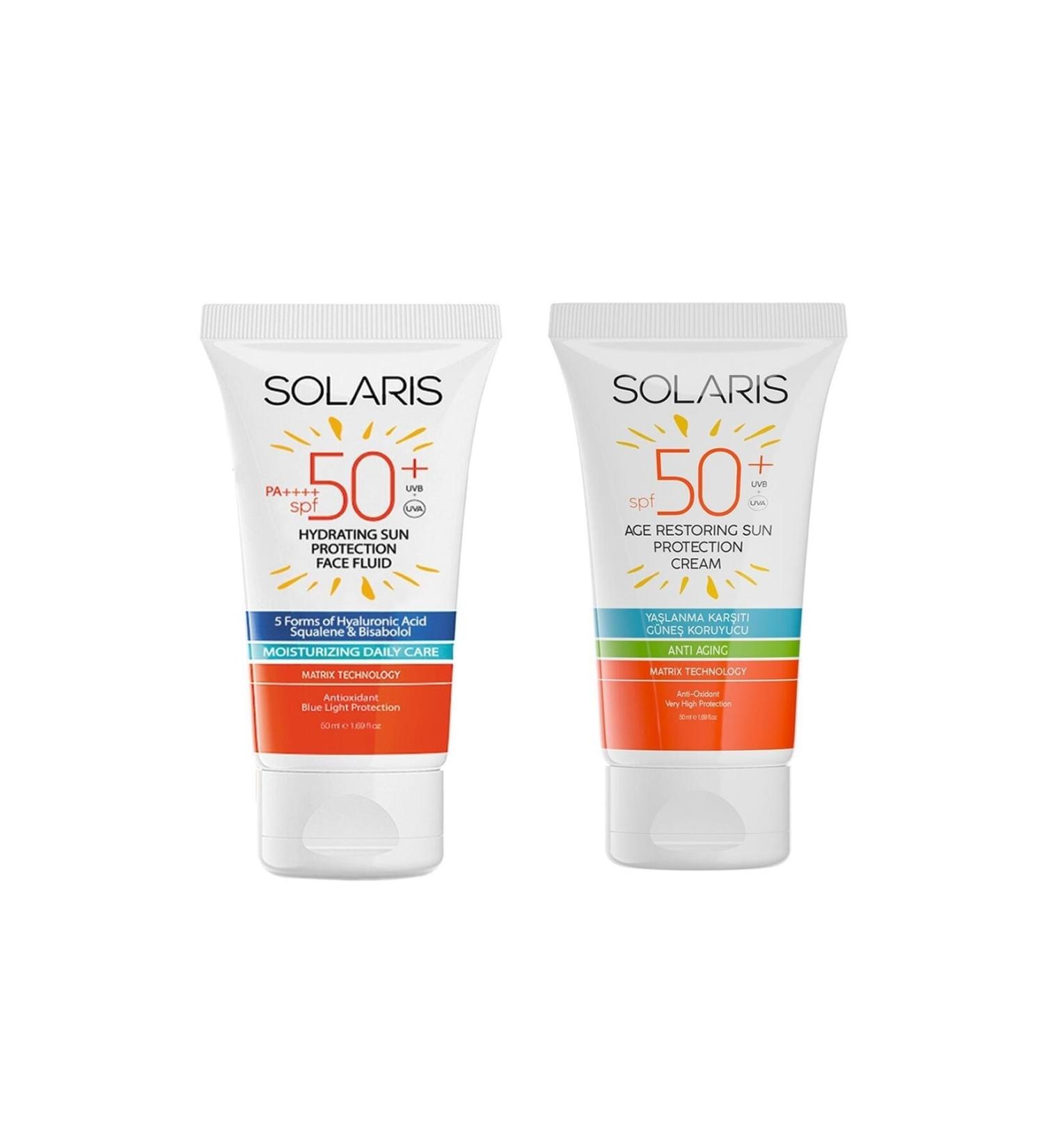 SOLARIS Sun Cream For All Skin Types Spf 50 (50 ML) And Anti-Aging Sun Cream Spf 50 (50 ML)