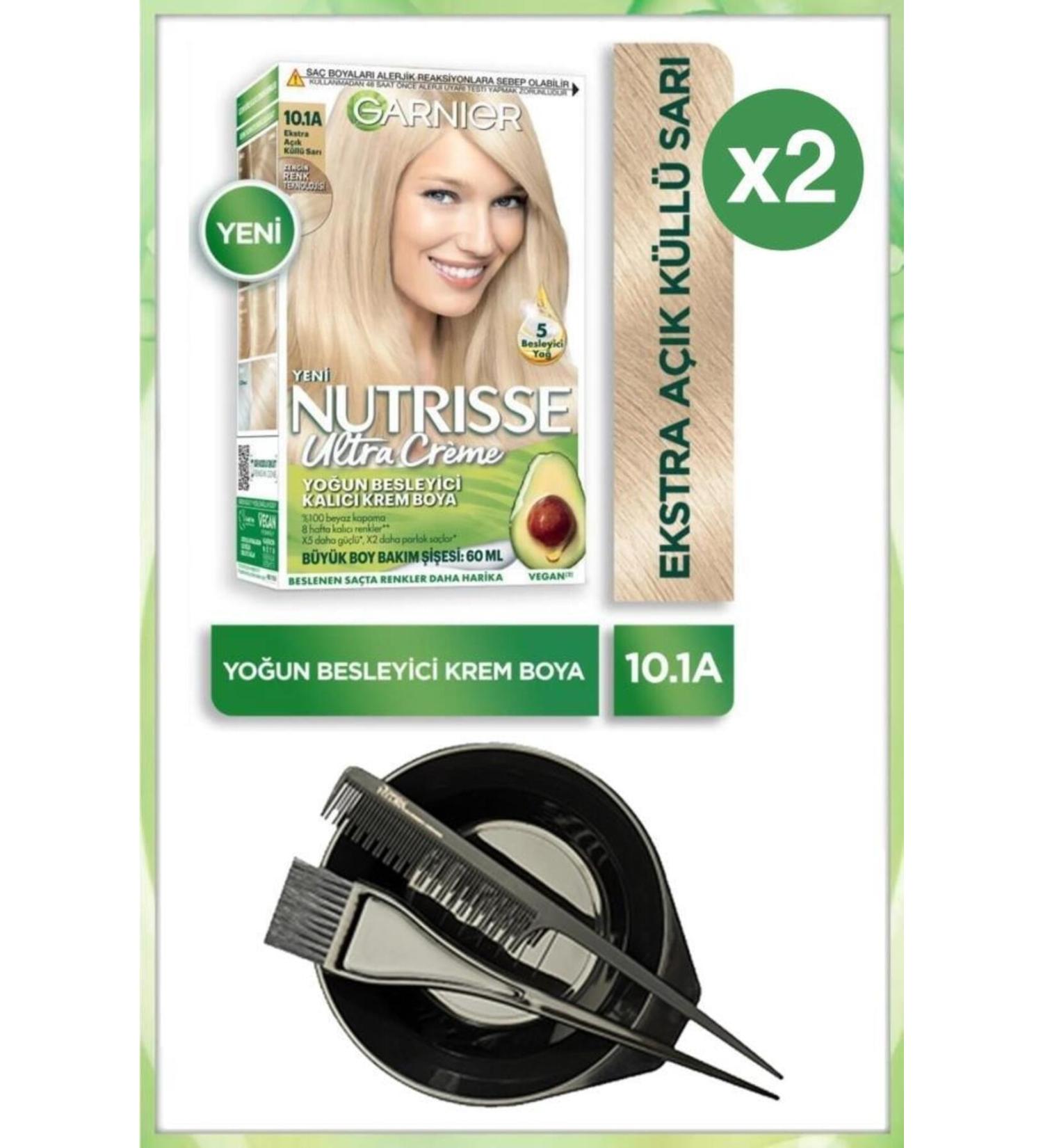 Garnier Nutrisse Ultra Cream Hair Dye 10.1A EXTRA LIGHT ASH X2 DYEING SET