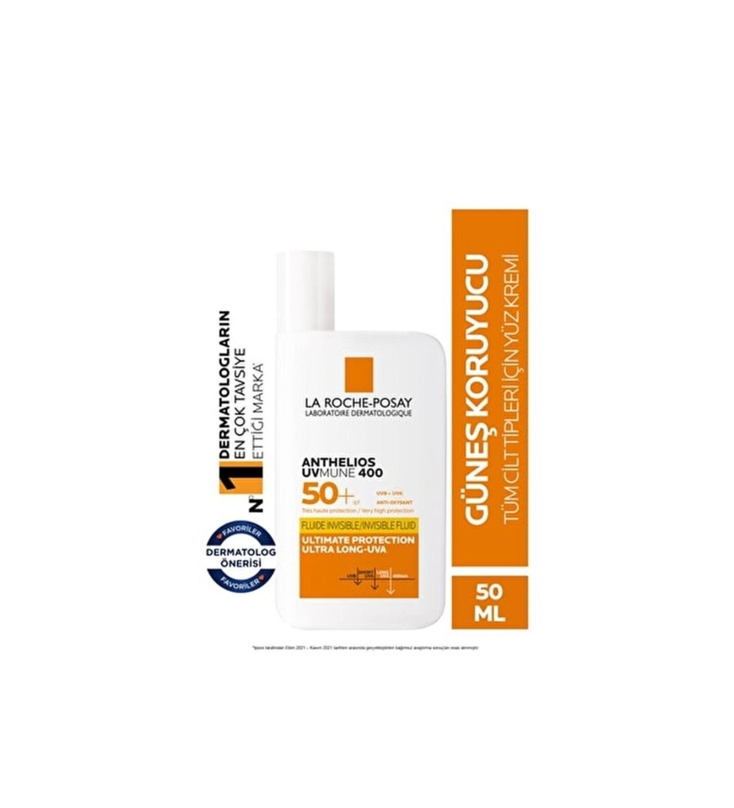 La Roche Posay Anthelios UVmune Fluid - Light Fluid Texture SPF 50+ Face Sun Cream for All Skin Types 50 ml - Buy Online on GoSupps.com