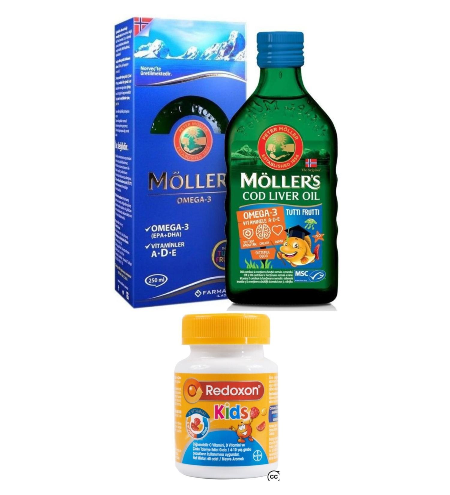 Mollers Mollers Tutti Frutti Omega 3 Fish Oil 250 ml + Redoxon Kids 60 Chewable Tablets
