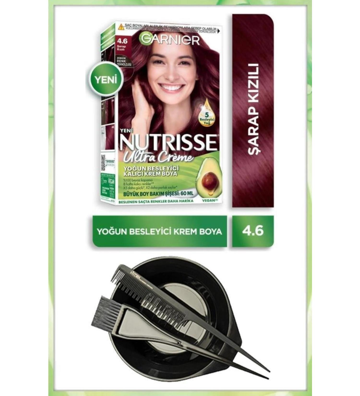 Garnier Nutrisse Ultra Cream Hair Dye 4.6 WINE RED DYEING KIT