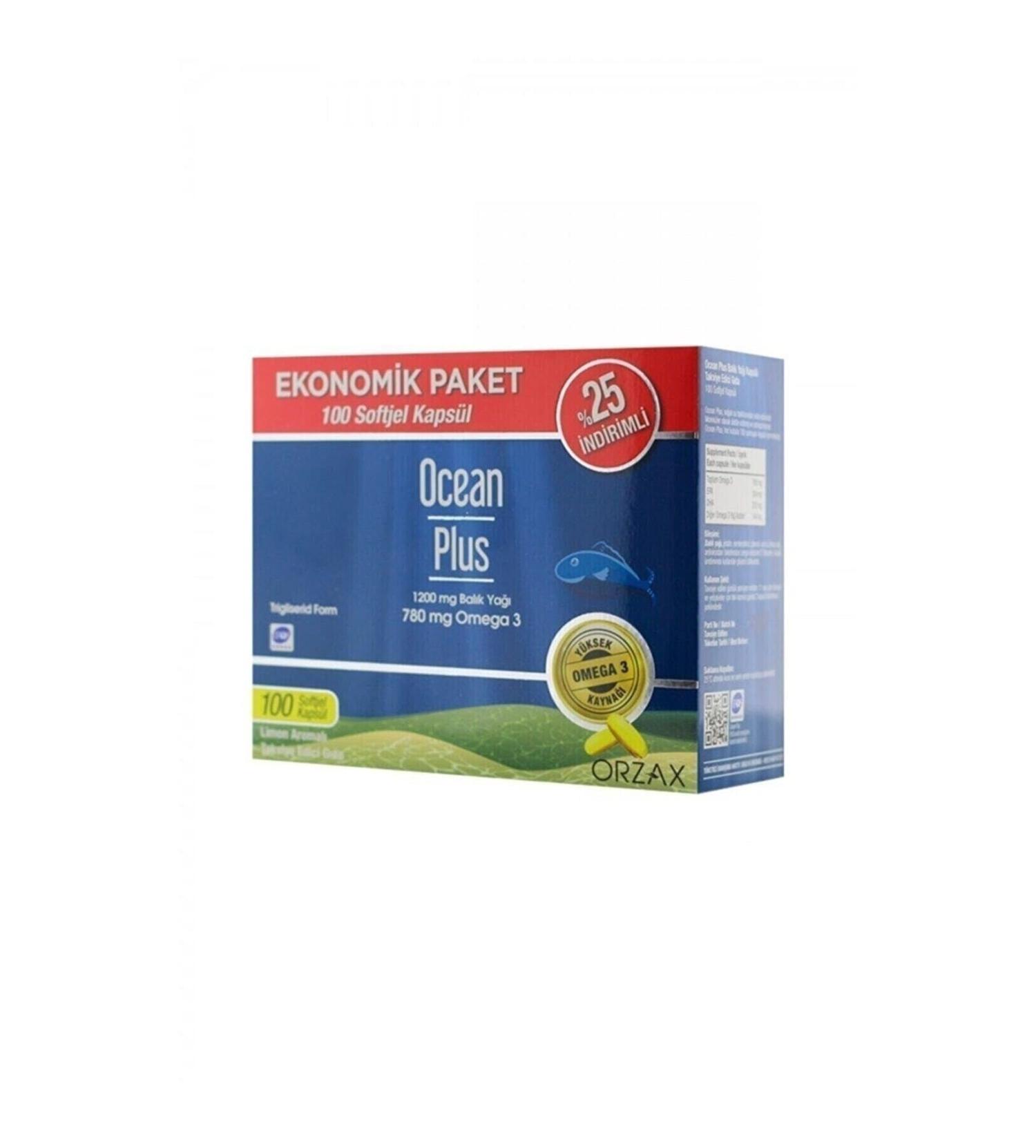 Orzax Plus Omega 3 1200 mg 100 Capsules