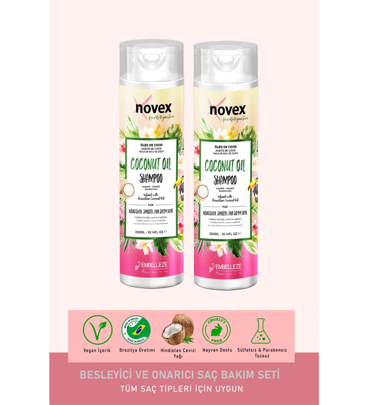 NOVEX Coconut Oil - Nourishing and Anti-Breakage Repair Shampoo 300ml X 2 Pieces - - Buy Online on GoSupps.com