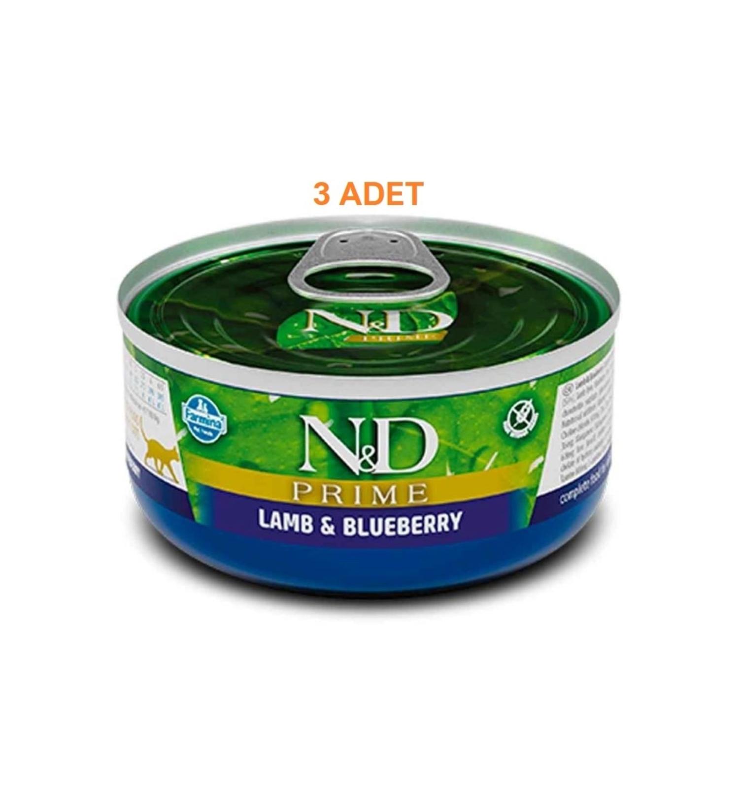 N & D PRIME CAT CANNED LAMB & BLUEBERRY 70 GR 3PCS