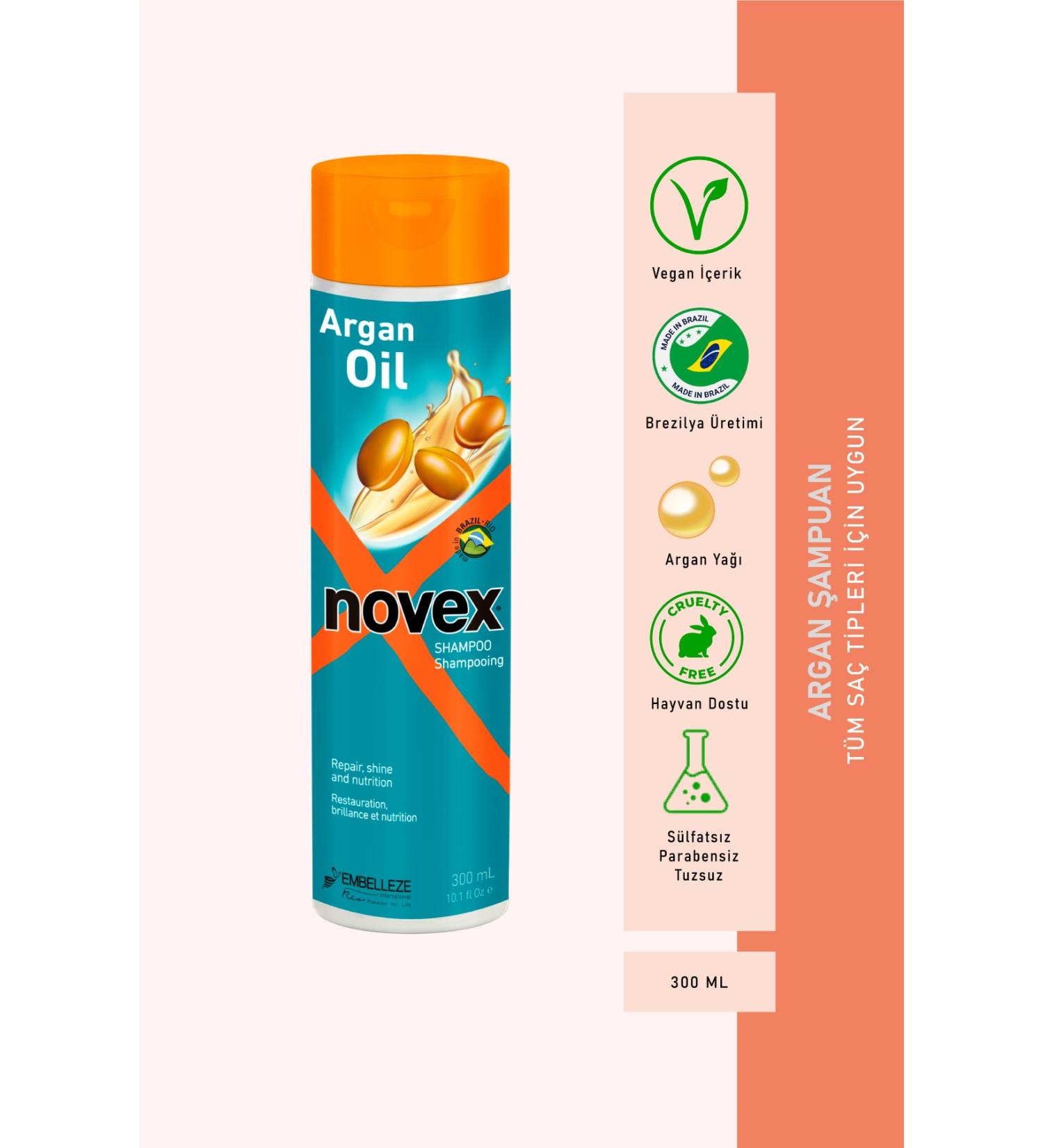 NOVEX Argan Oil - Repairing Argan Oil Shampoo for Damaged and Processed Hair 300ml - - Buy Online on GoSupps.com