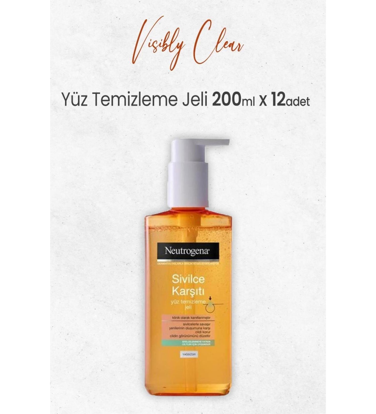 Neutrogena Visibly Clear Anti-Acne Oil-Free Facial Cleansing Gel 200 ml x 12 Pcs