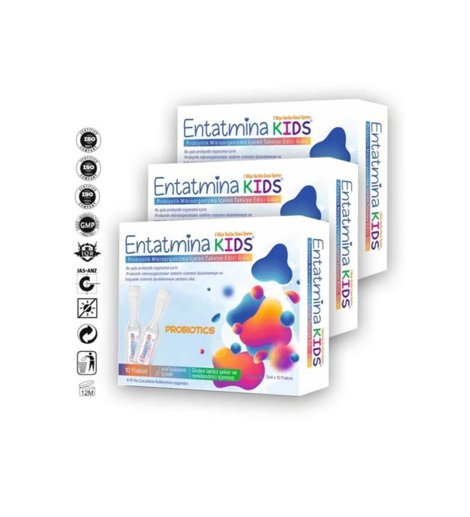 Entatmina kids 10 Vials 2 Billion Bacillus Clausii Spore Probiotic X 3 Packs - Buy Online on GoSupps.com