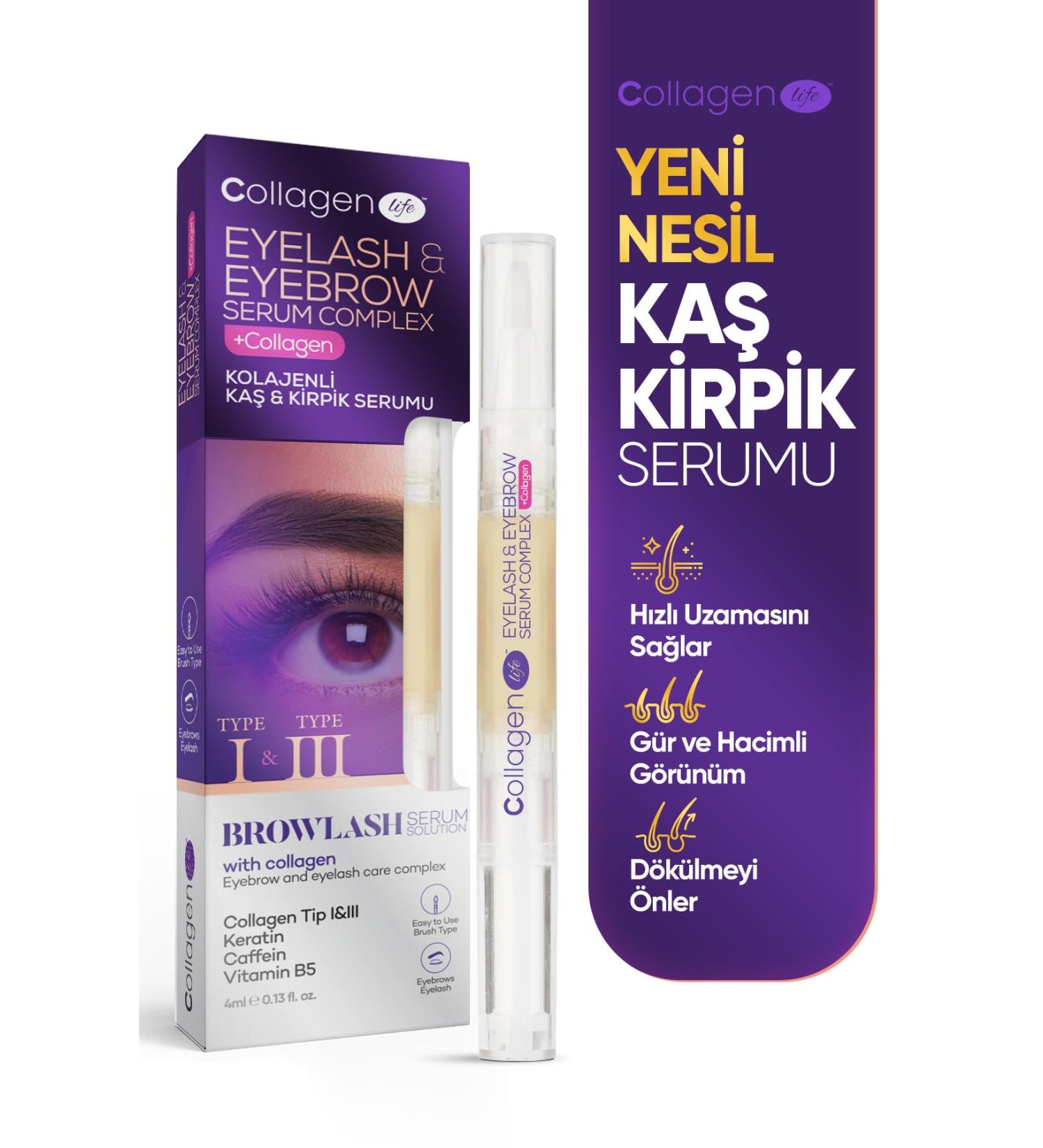 Collagen Life New Generation Collagen Caffeine Keratin Vitamin E Containing Eyebrow & Eyelash Serum - Buy Online on GoSupps.com
