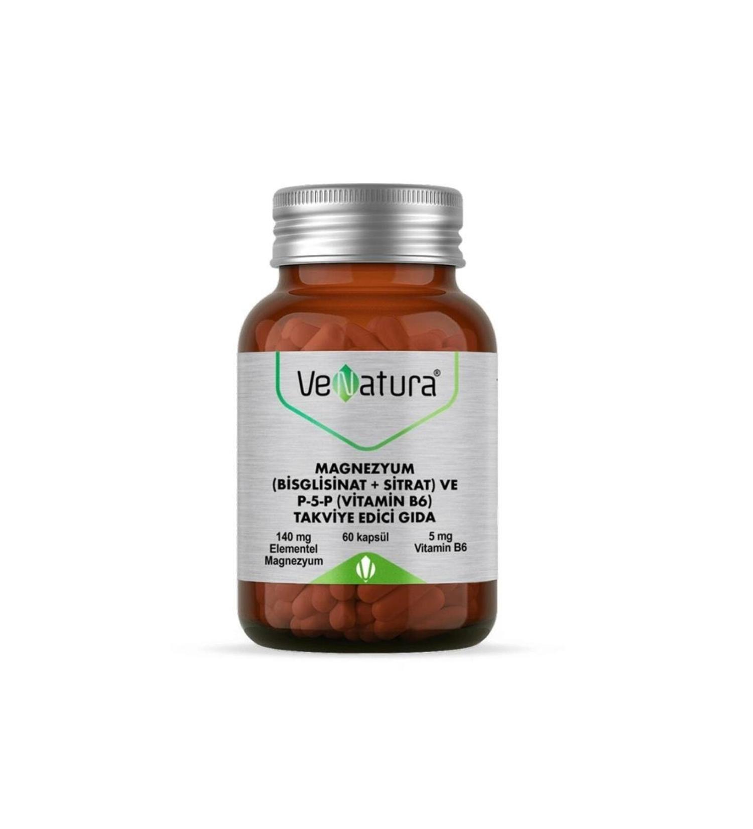 Venatura Magnesium (Bisglycinate+Citrate) and P5P (Vitamin B6) 60 Capsules