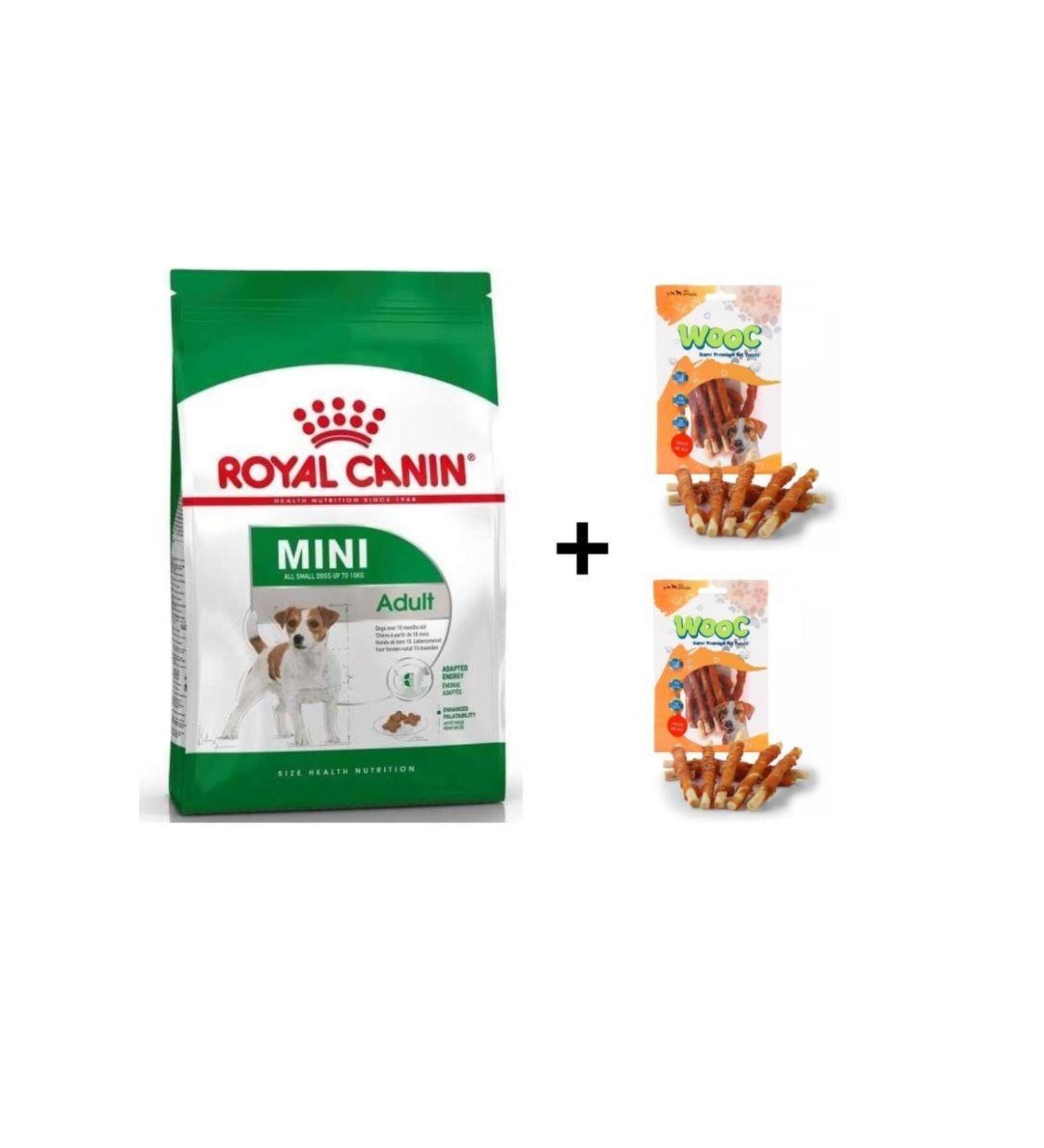 Royal Canin Mini Adult Dog Food 8 kg + 2 Wooc Rewards 80 gr