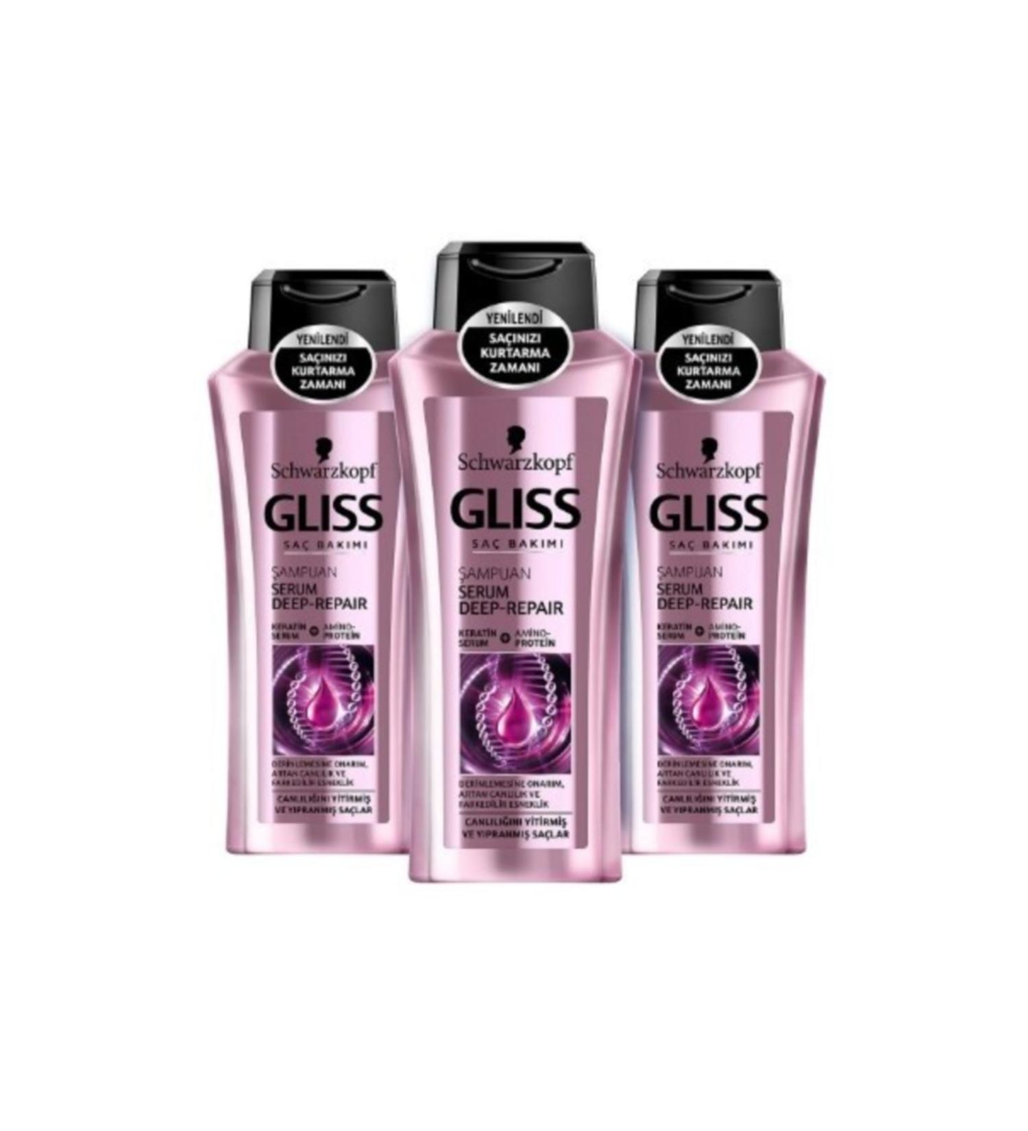 Gliss Serum Deep Repair Shampoo 400 ml 3-pack