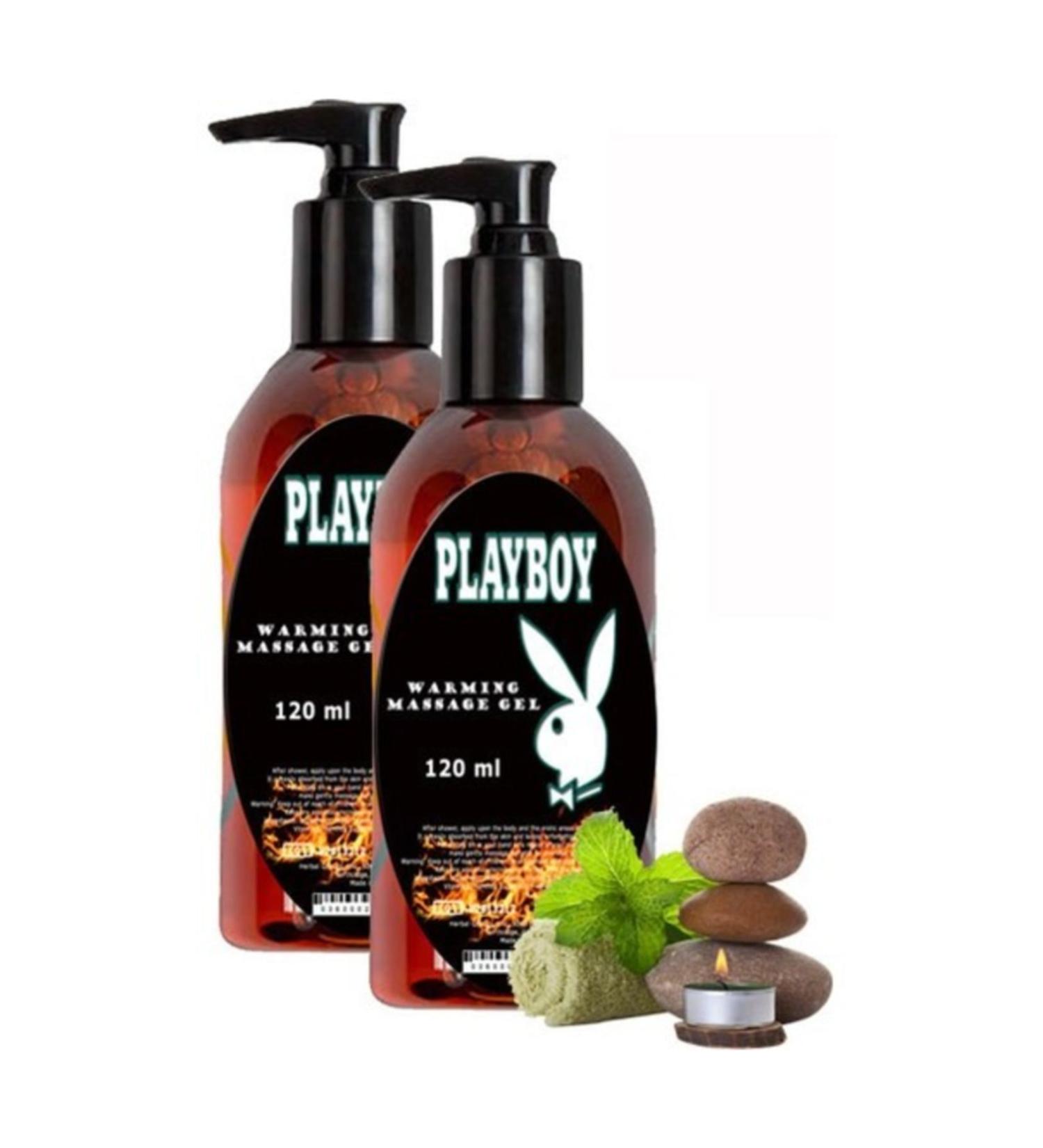 Playboy Warming Massage Gel 2 Pieces 120 ml Heating Relaxing Lubricating Whole Body Massage Gel