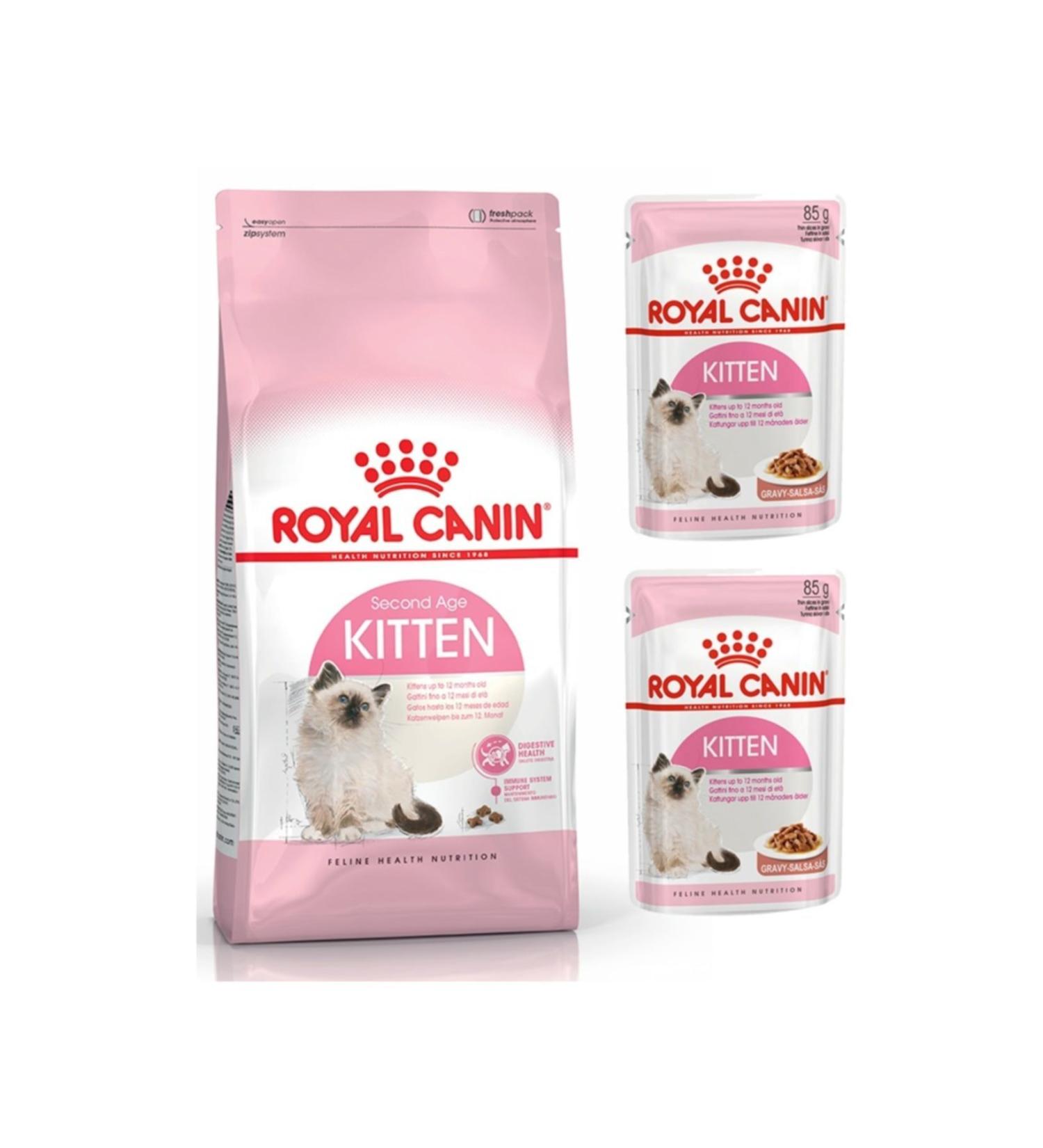 Royal Canin Kitten Kitten Cat Food 2 Kg + Kitten Wet Food 2 Pieces (original)