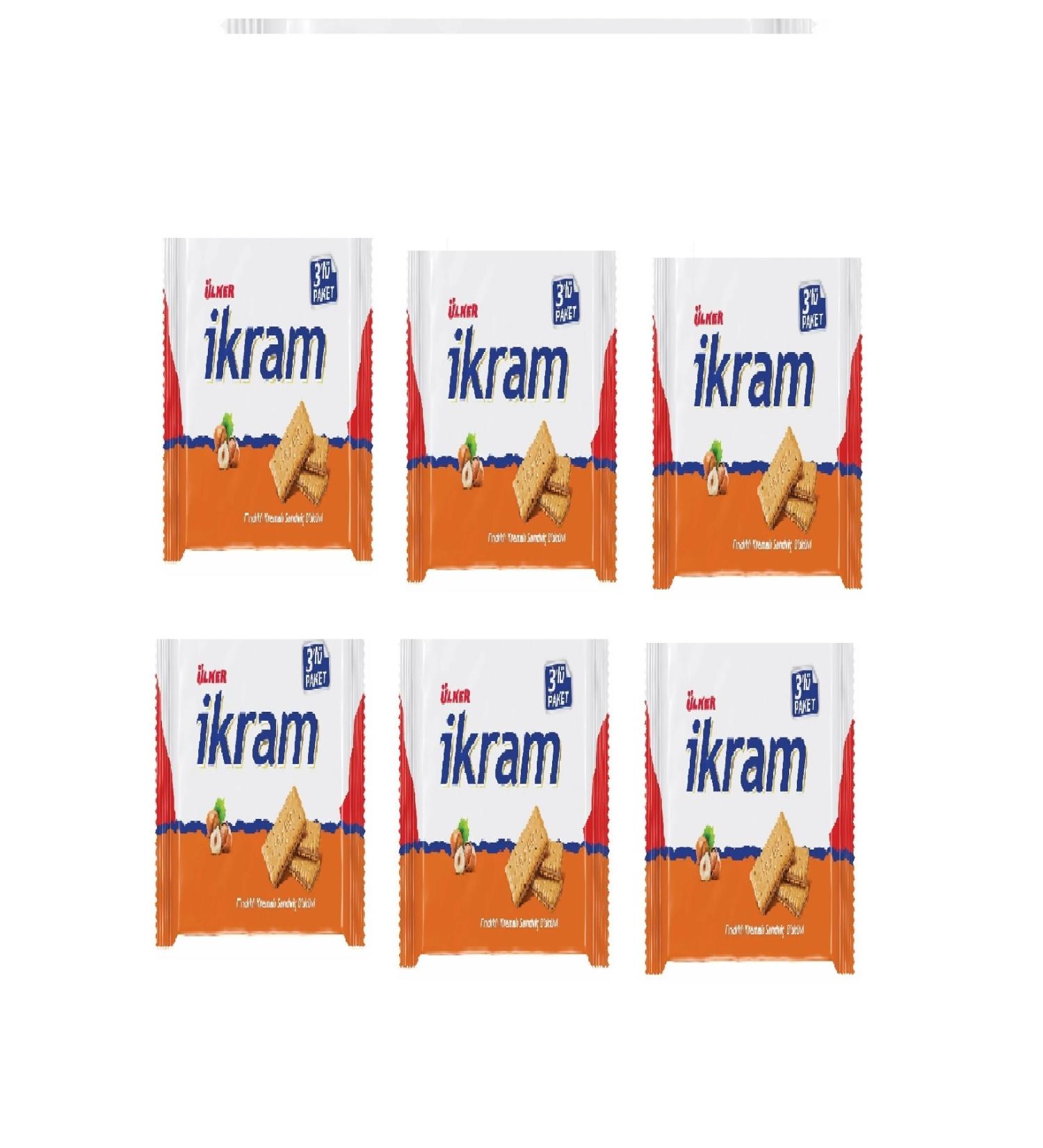 lker Ikram Hazelnut Cream Biscuits 3-Piece 252 Gr X 6 Pieces