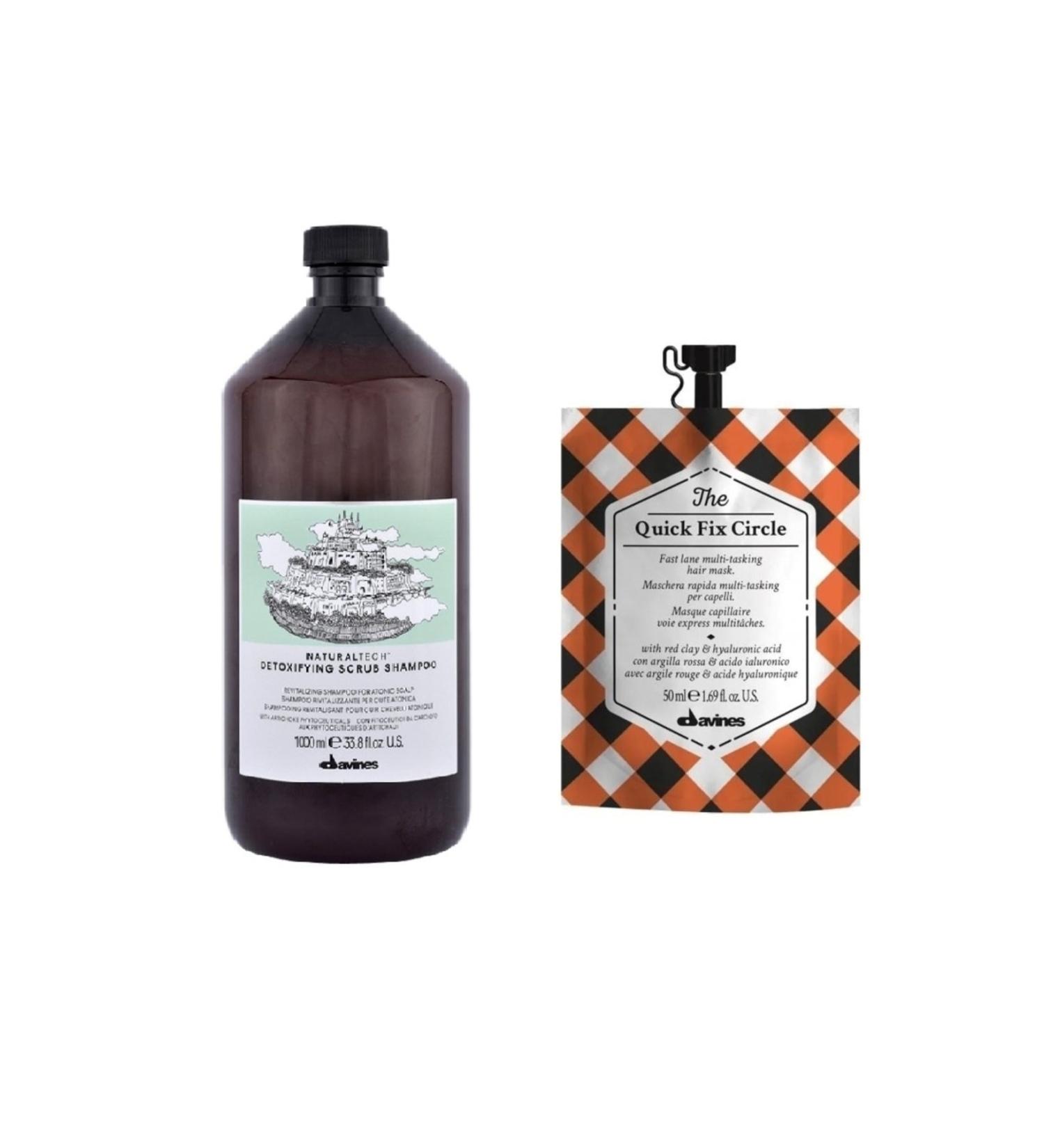 Davines Alfaluna Davines NaturalTech Detoxifying Shampoo 1000ml 71270+The Quick Fix Circle Mask 50ml 77006