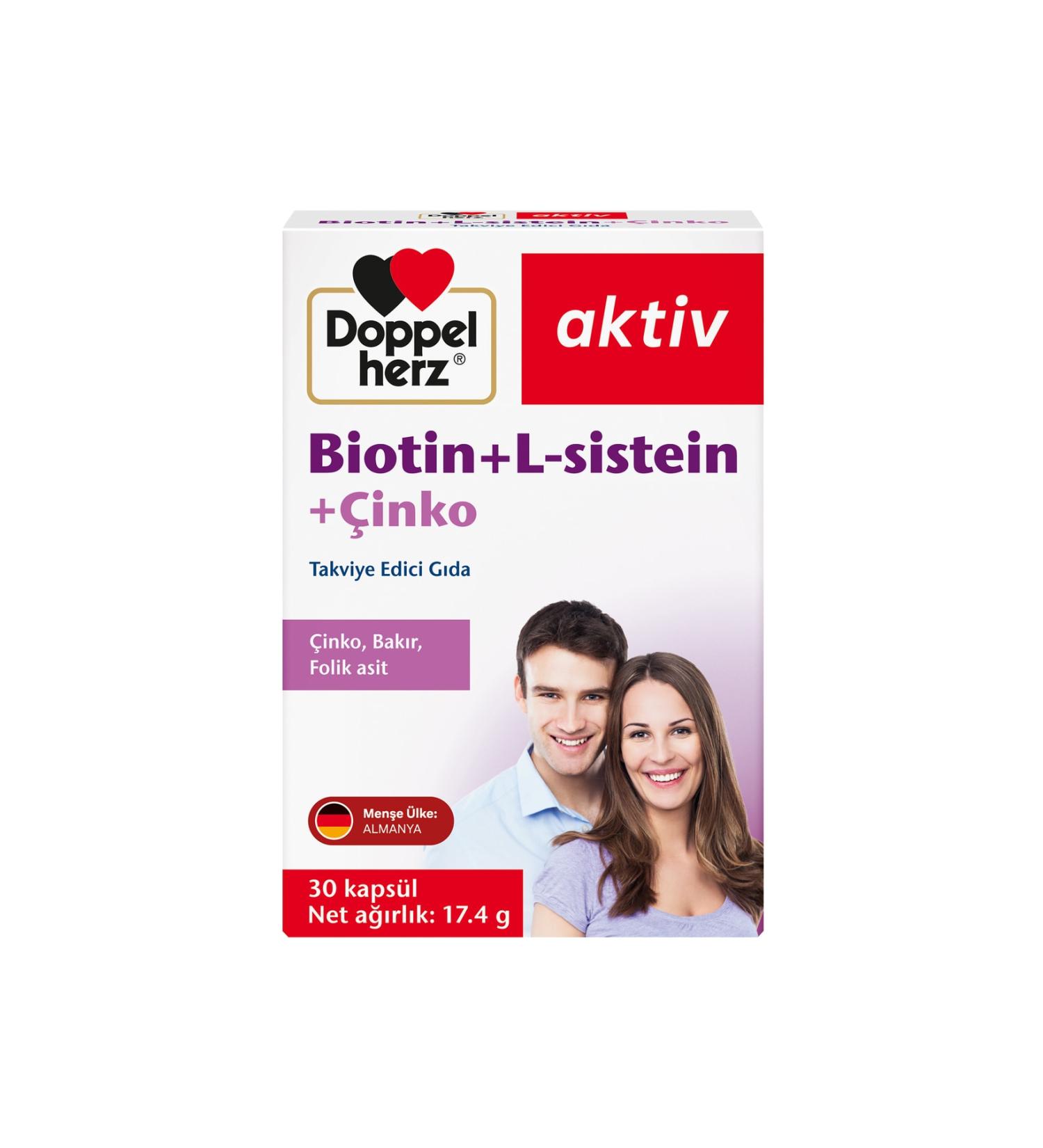 Doppelherz Active Biotin + L-Cysteine + Zinc / 30 Capsules