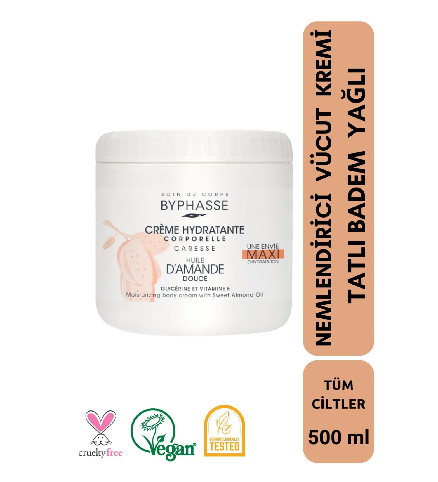 BYPHASSE Moisturizing Body Cream Sweet Almond Oil 500ml - Buy Online on GoSupps.com