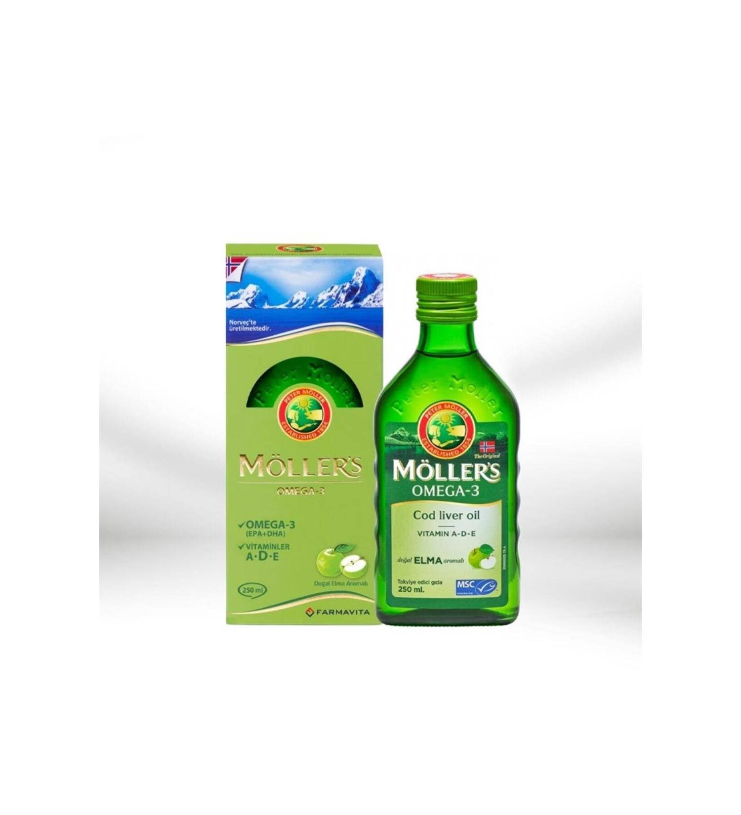 Mollers Omega 3 Apple Flavored Fish Oil 250 ml - Buy Online on GoSupps.com