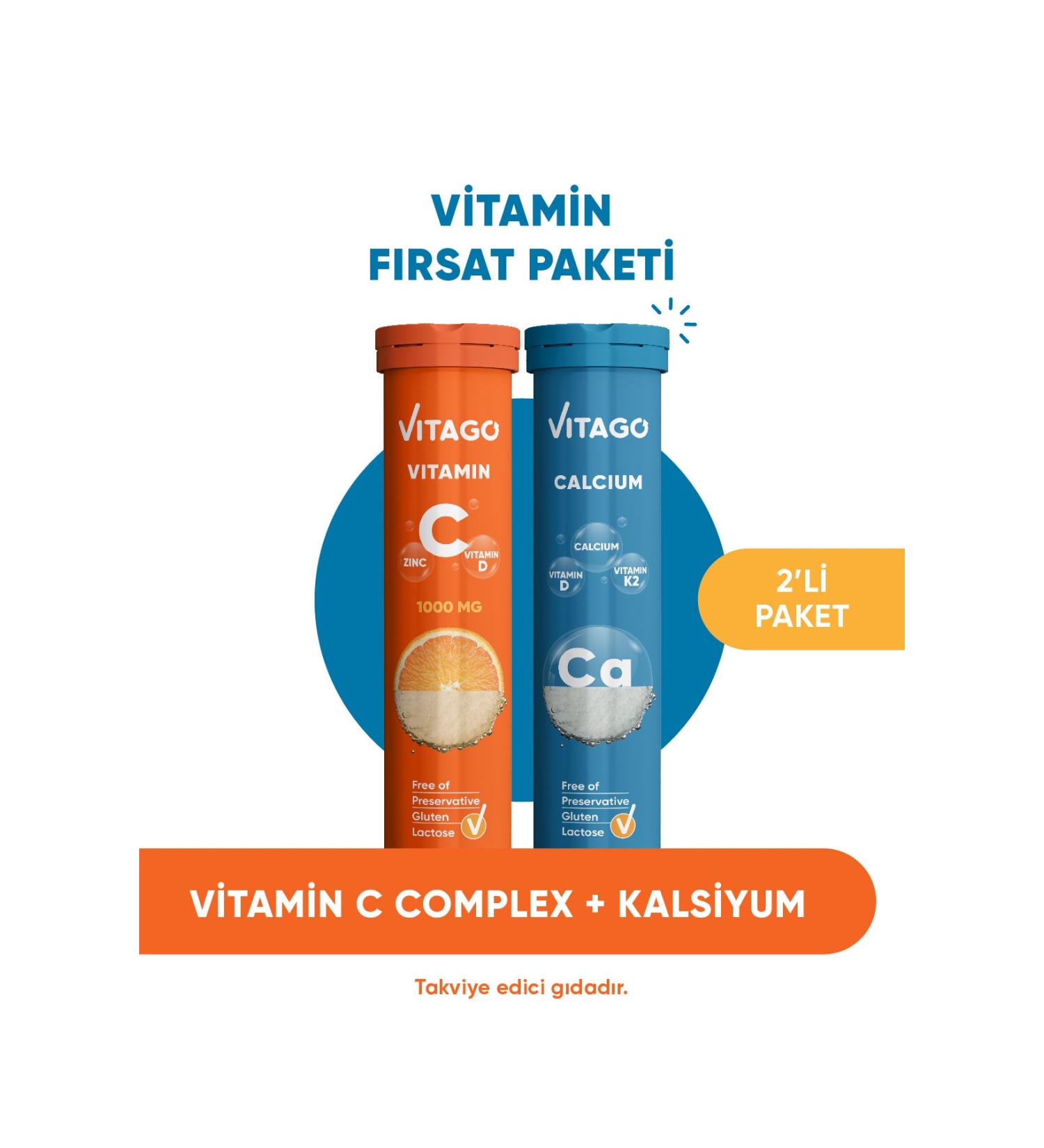 Vitago 2 Pack - Vitamin C + calcium 20 Effervescent Tablets - Buy Online on GoSupps.com