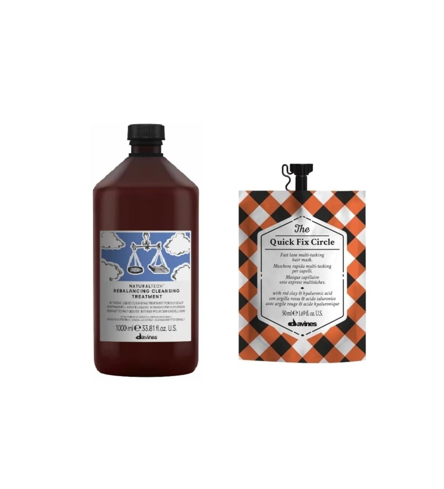 Davines Alfaluna Davines NaturalTech Rebalancing Shampoo 1000ml 71271+The Quick Fix Circle Mask 50ml 77006