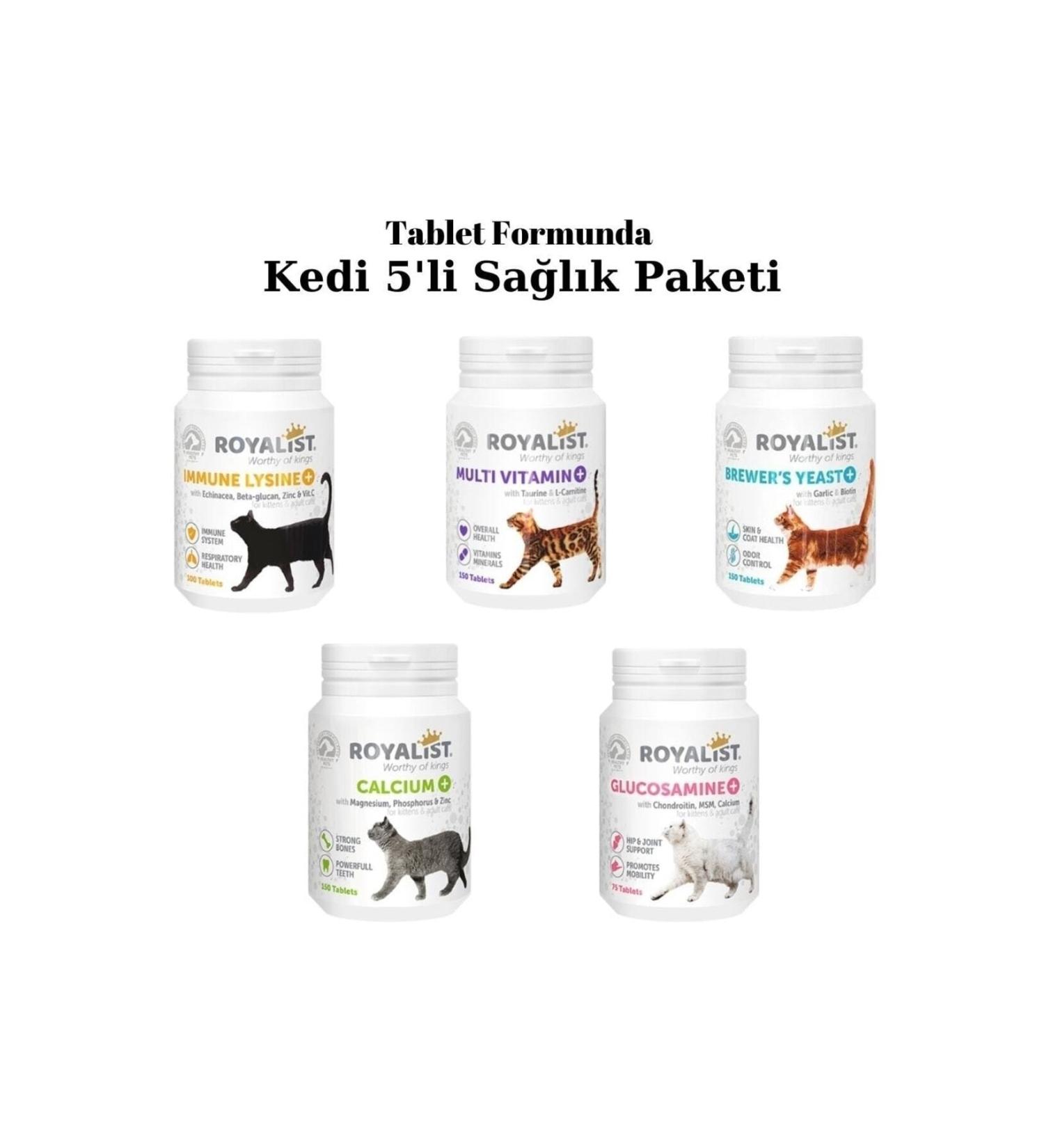 Royalist Cat Health Package 5'liset Tablet Form - Lysine Multivitamin Brewer's Yeast Calcium Glucosamine