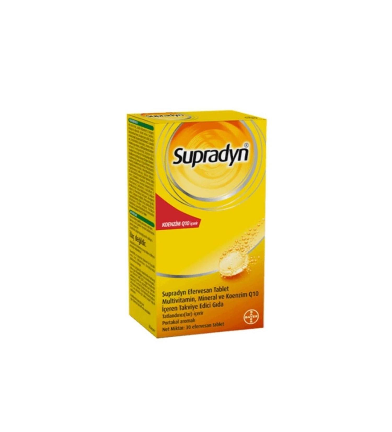 Supradyn Vitamin Mineral and Coenzyme Q10 Containing 30 Effervescent Tablets