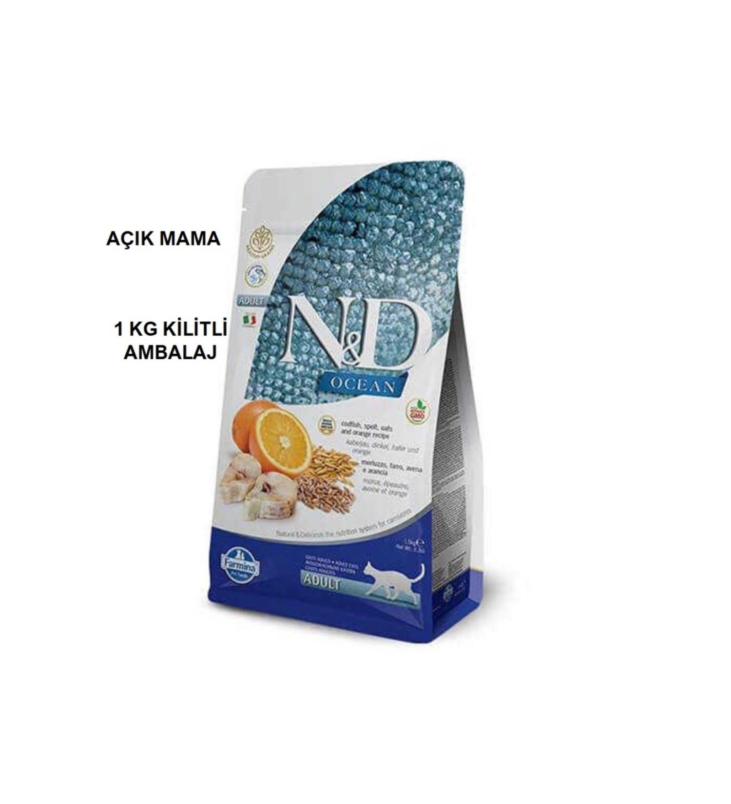 N & D OCEAN (LOW GRAIN) COD & ORANGE ADULT 1KG LOCKED PACKAGE
