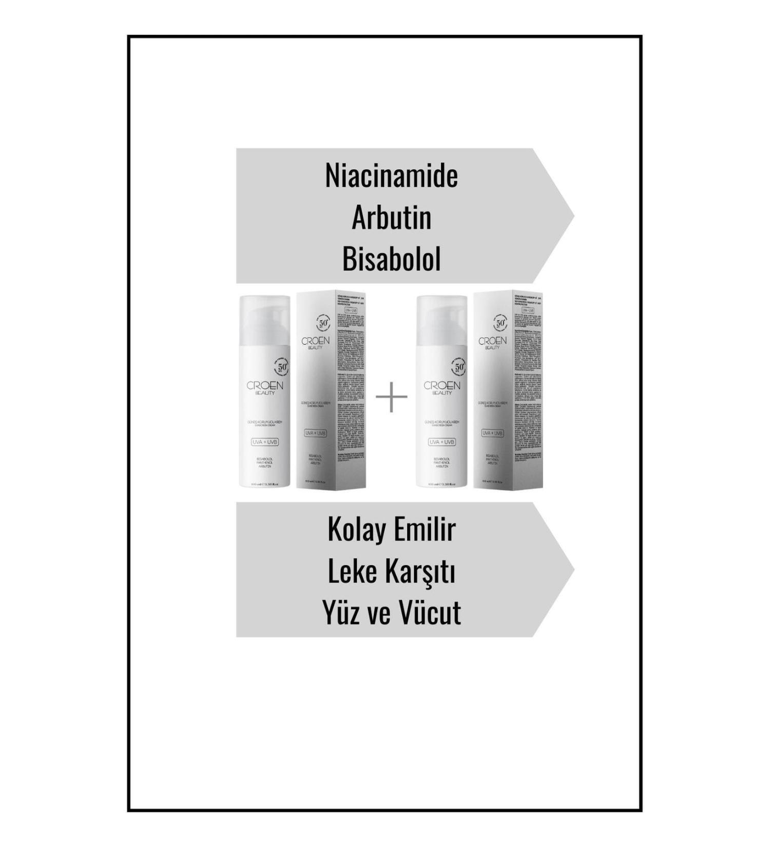 CROEN +50 SPF Protective Sun Cream Face and Body UVA + UVB Very High Protection 2 Pack 100 ml