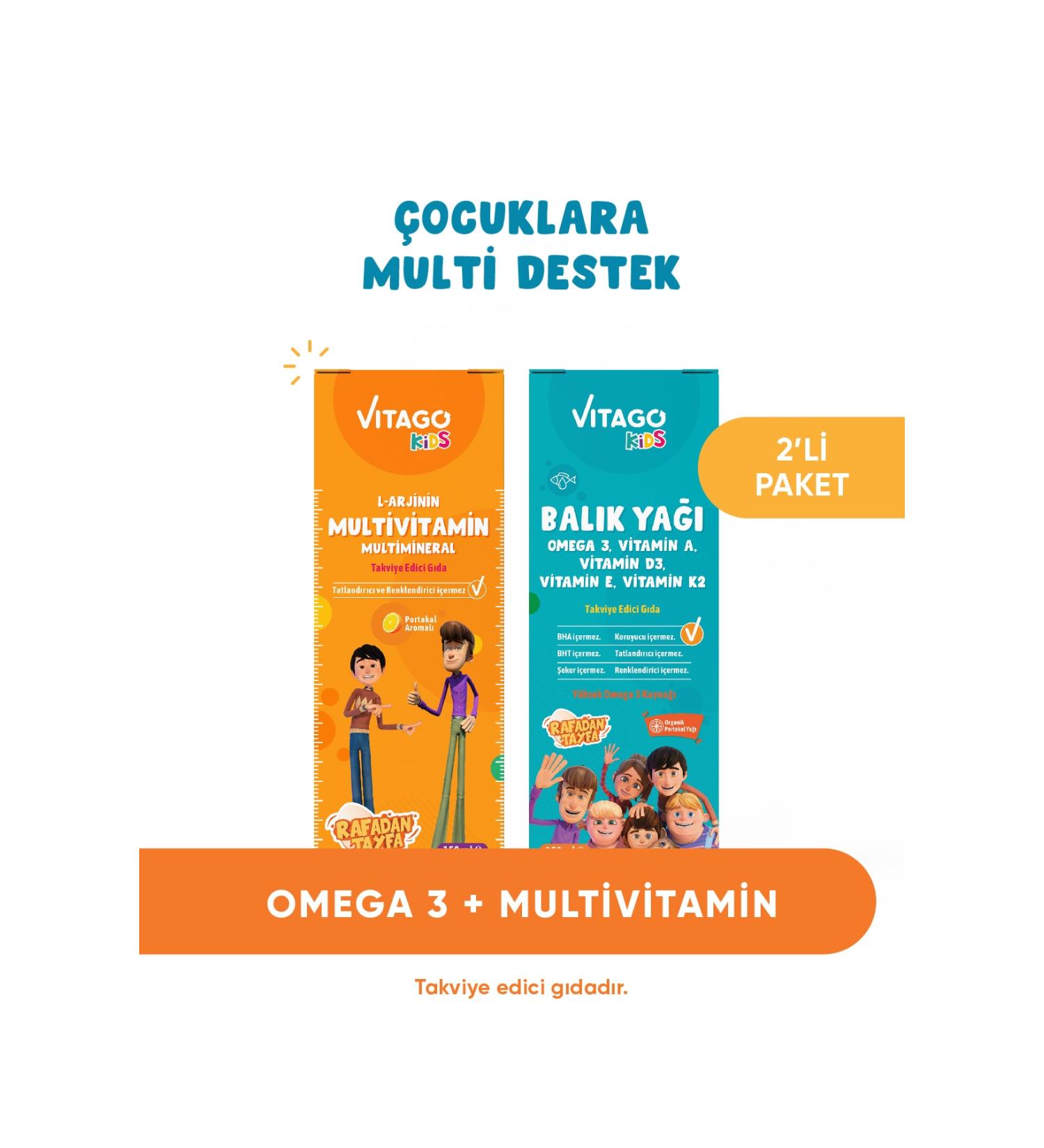 Vitago 2 Pack Kids Fish Oil + Multivitamin Syrup - Buy Online on GoSupps.com