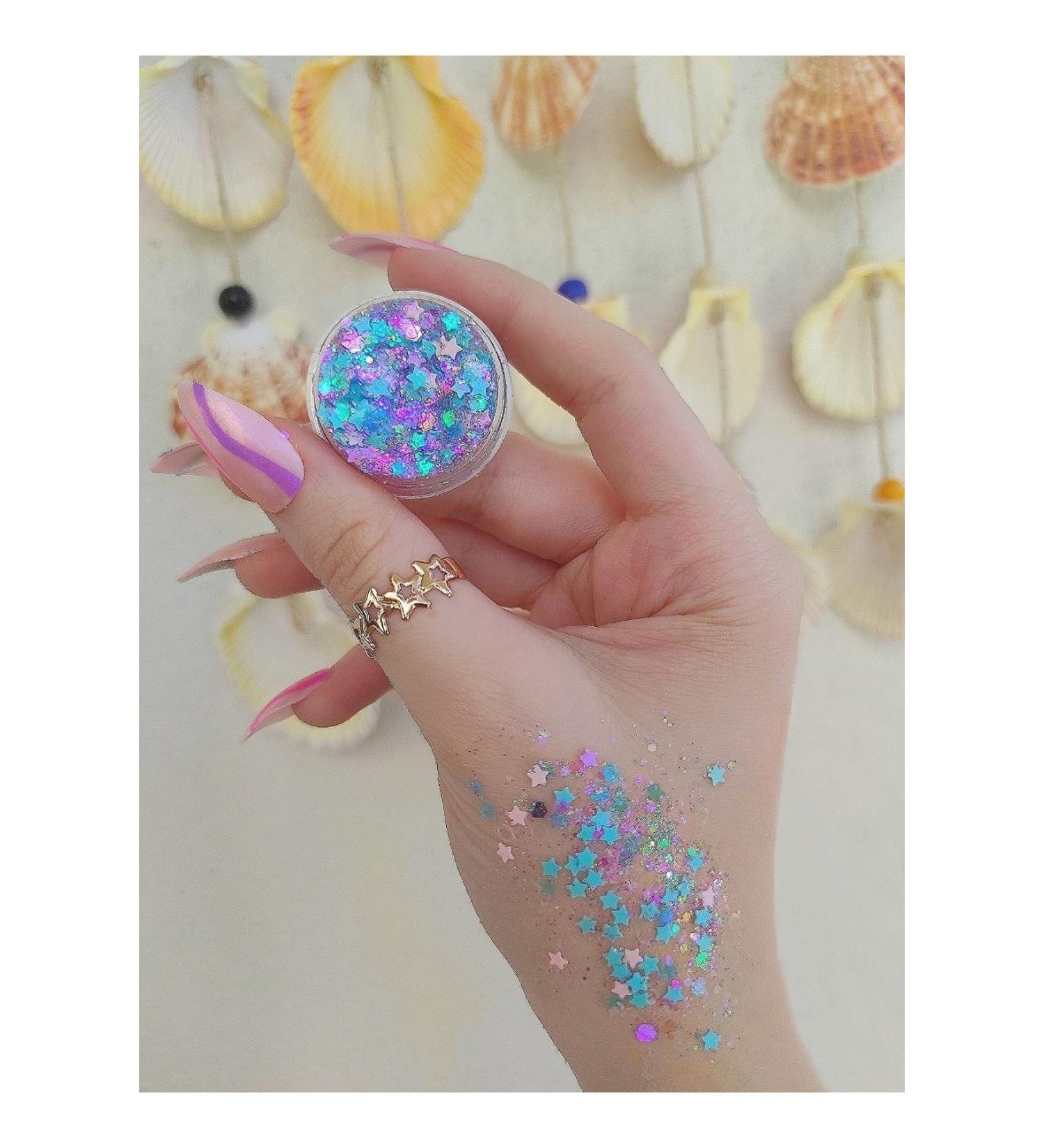 hbtasarim Glitter Gel Eyeshadow Silvery Eyeshadow Blue Stars - Buy Online on GoSupps.com