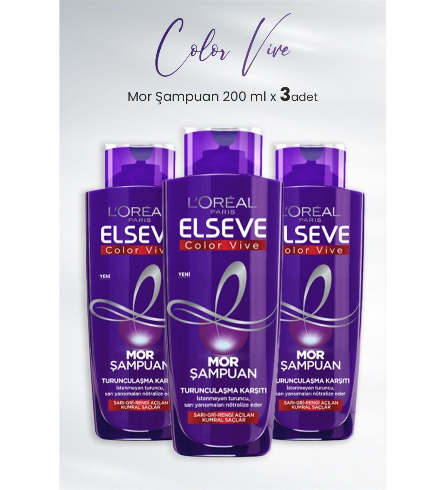 Elseve Color Vive Purple Shampoo Anti-Orange 200 ml x 3 Pcs