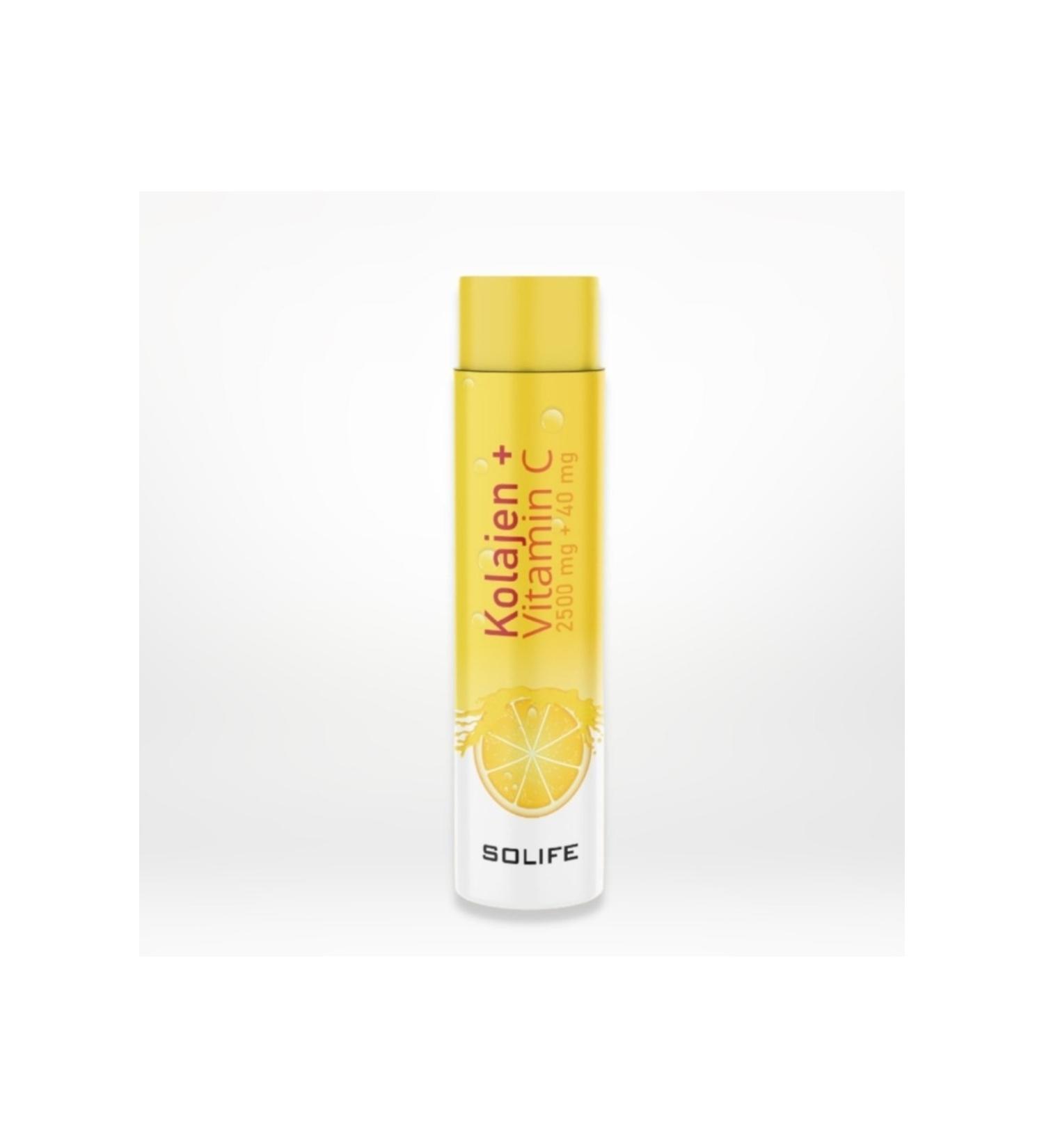 SOLIFE Collagen Vitamin C Liquid 2500 Mg 40 Mg Lemon Flavored 40 ml 30 Pieces