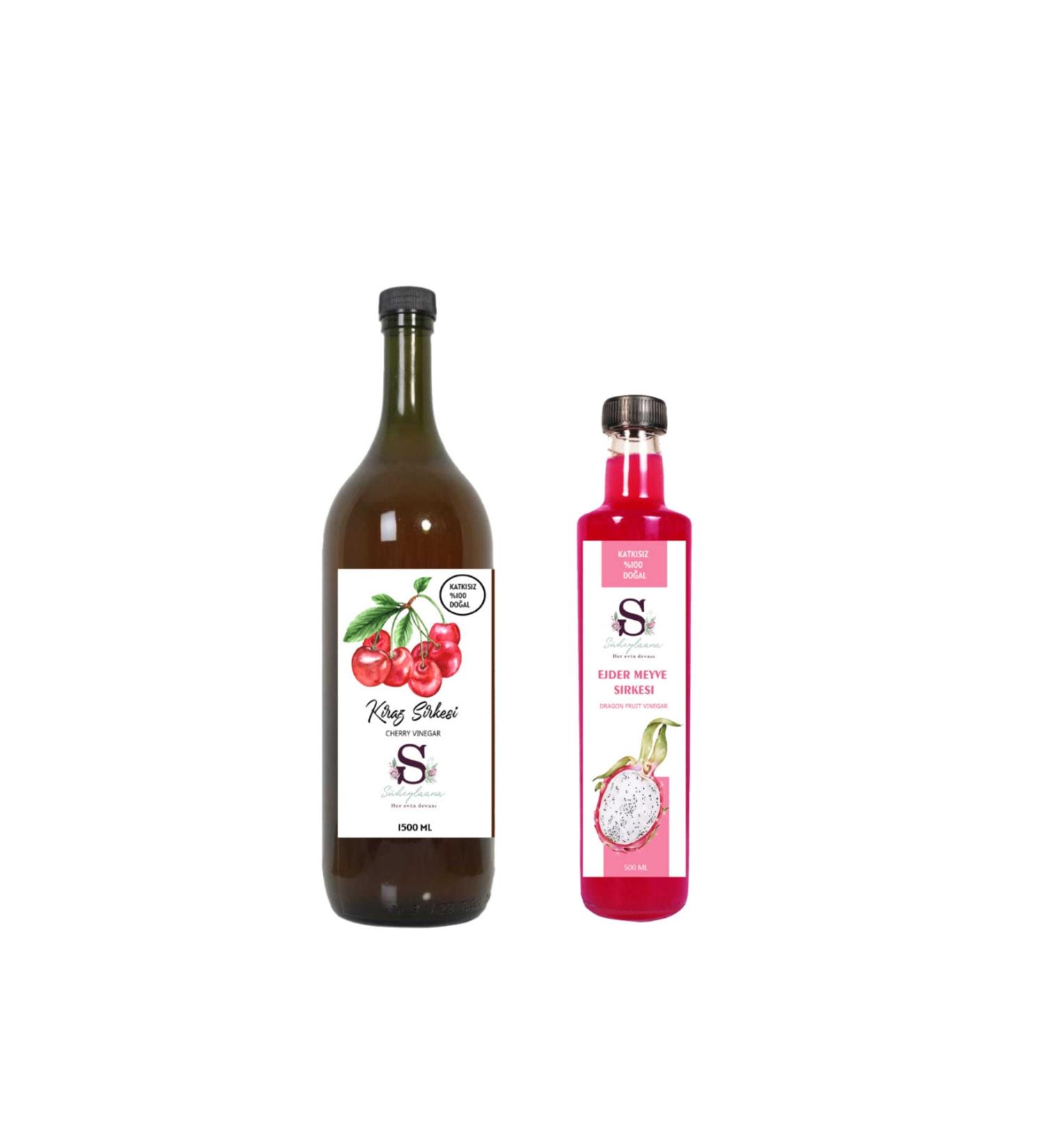 Suheylaana Natural Cherry Vinegar 1500 Ml - Natural Dragon Fruit Vinegar 500 Ml