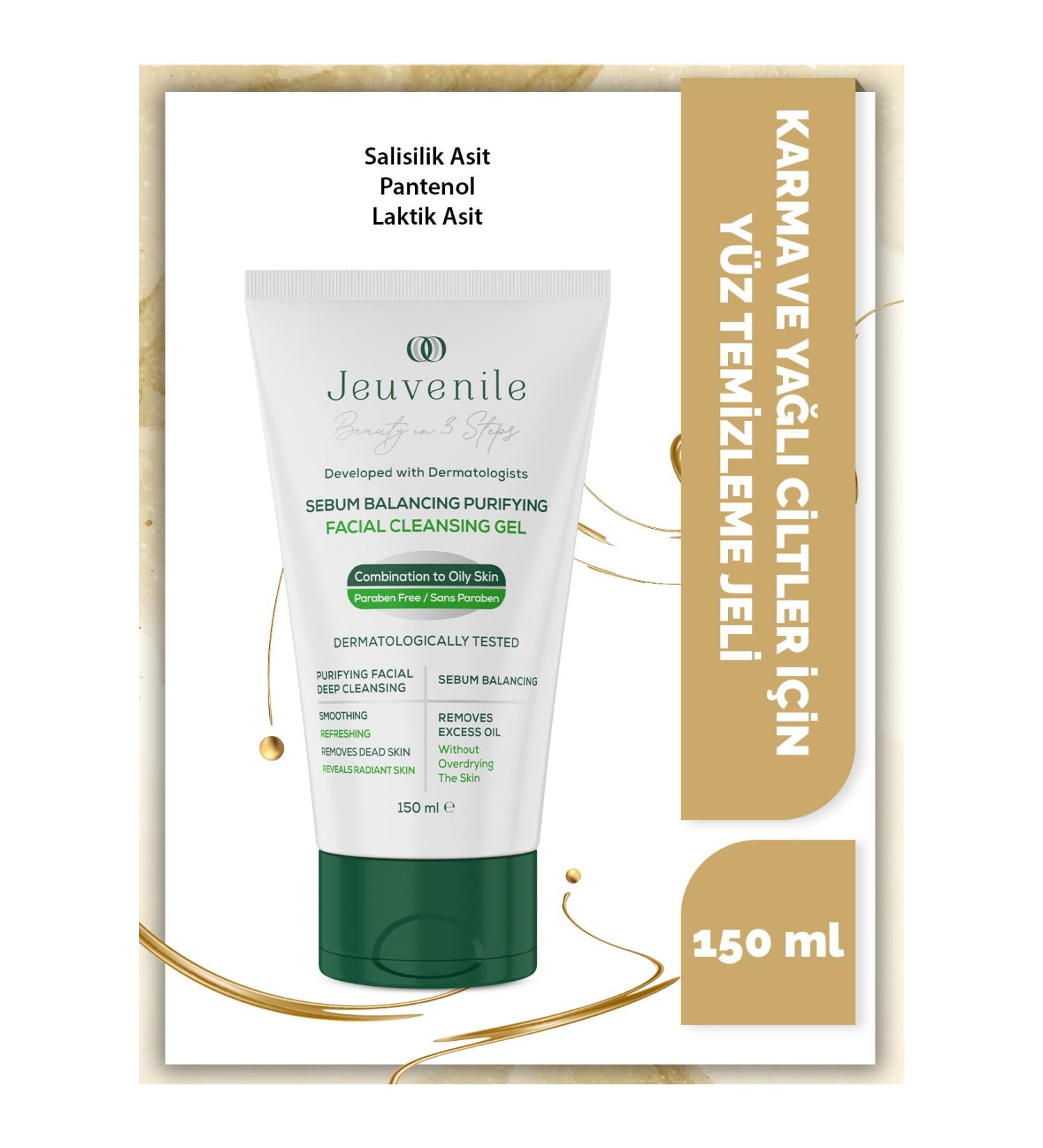 Jeuvenile Sebum Balancing Facial Cleansing Gel - Anti-Acne (Salicylic Acid Panthenol Lactic Acid) - Buy Online on GoSupps.com