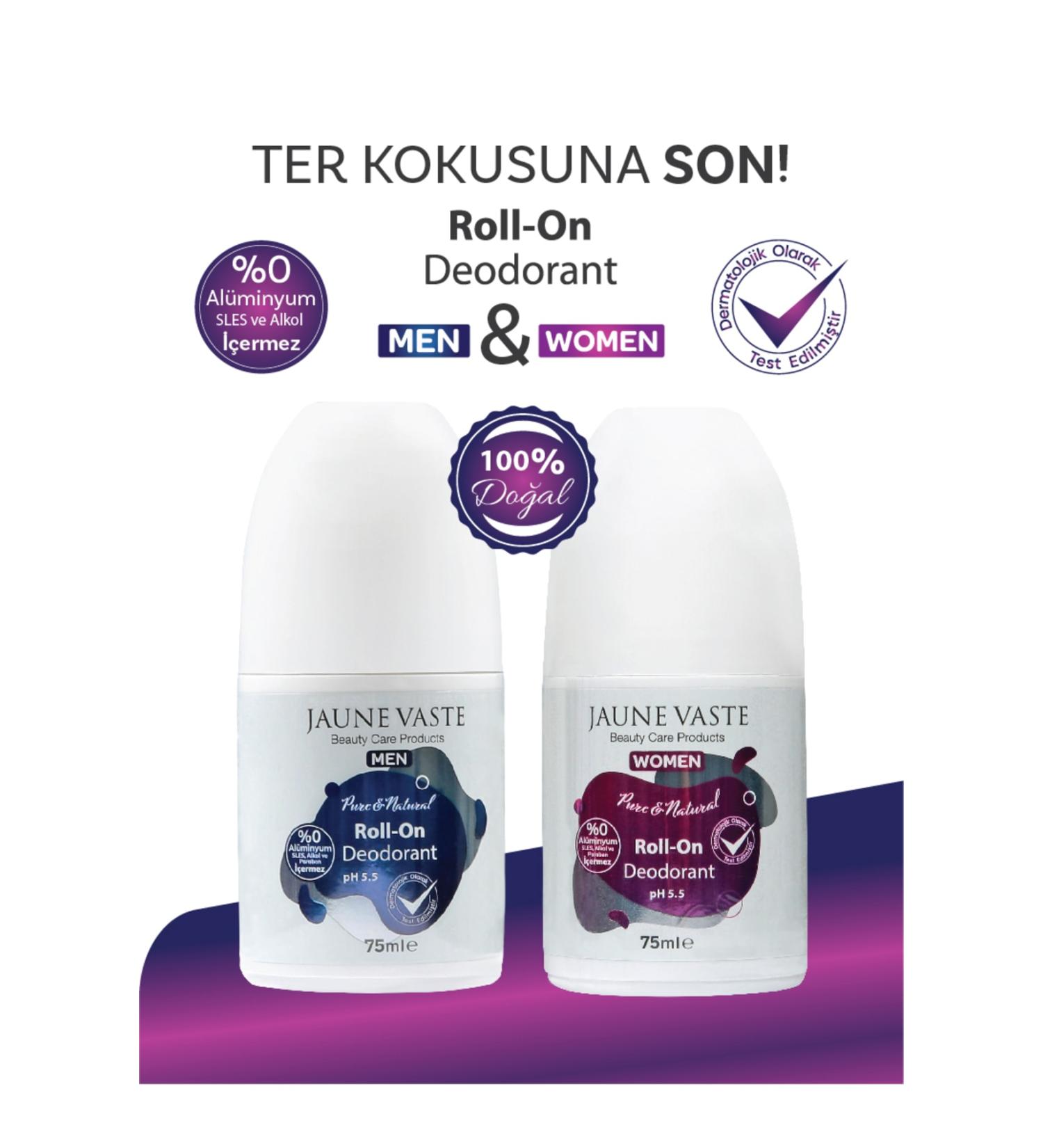 Jaune Vaste Natural Roll On Women 75 Ml + Roll On Men 75 Ml Does Not Contain Aluminum Sles