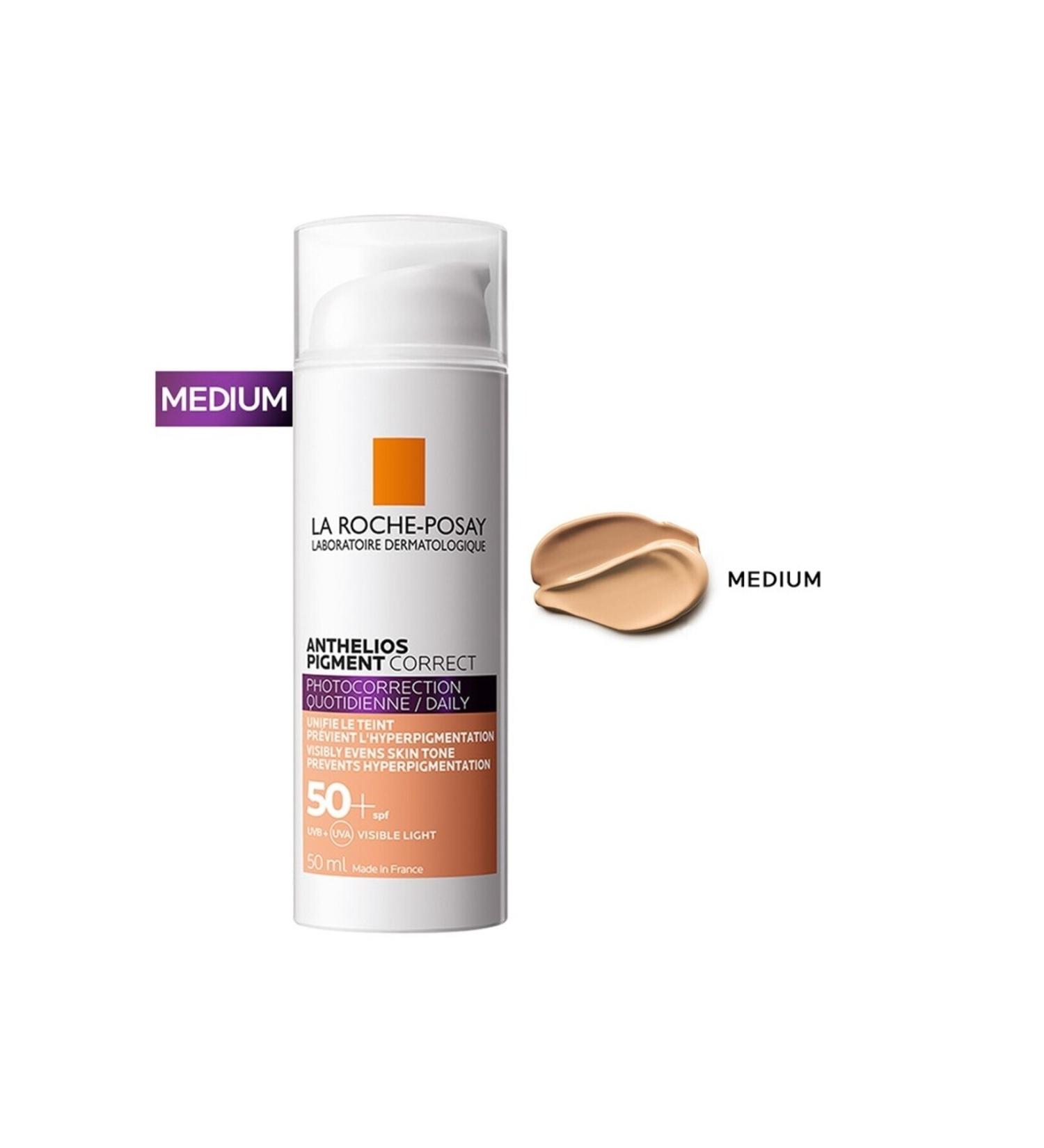 La Roche Posay Anthelios Pigment Correct-Skin Tone Equalizer Anti-Blemish Face Sunscreen SPF50+ 50 ml - Medium - Buy Online on GoSupps.com