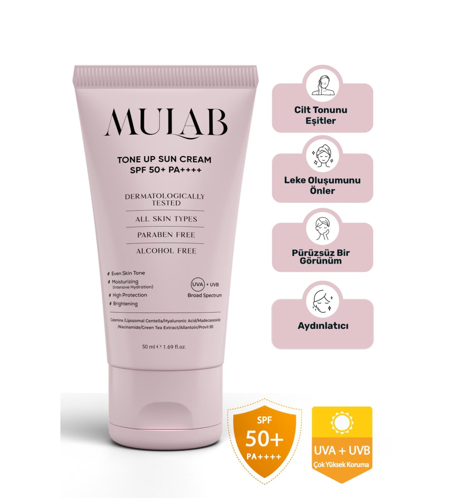 MULAB Tone Up Sun Cream SPF 50+ PA++++ Tone Equalizing Face Sun Cream 50ml - Buy Online on GoSupps.com