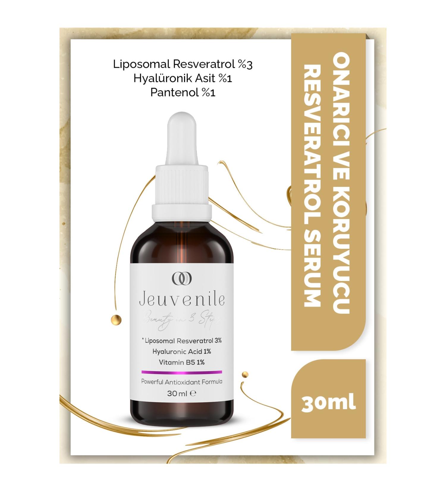 Jeuvenile Resveratrol 3% Serum - Repair and Protection (Liposomal Resveratrol Hyaluronic Acid Panthenol) - Buy Online on GoSupps.com