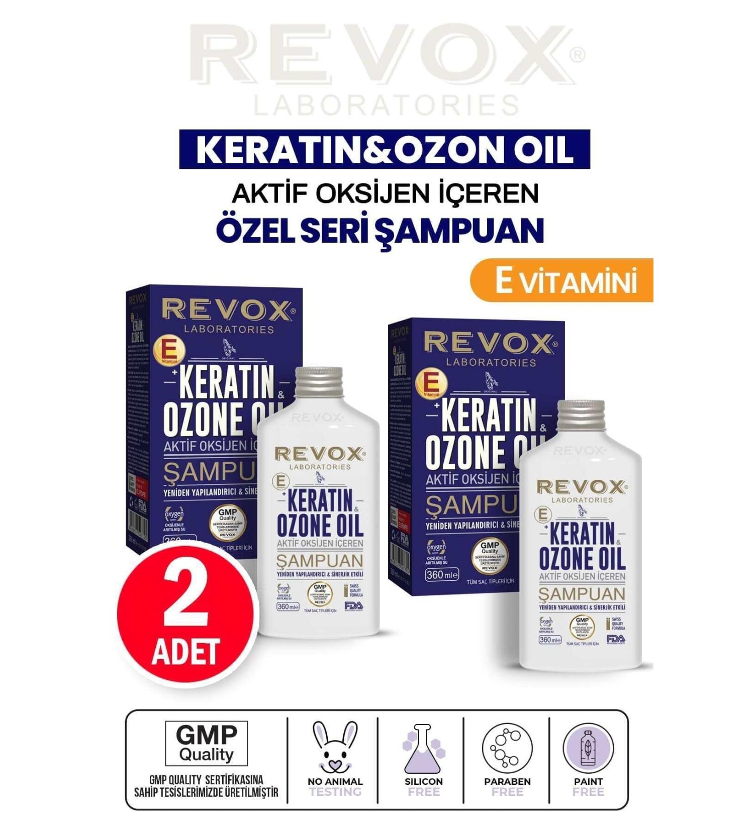 Revox Keratin & Ozone Oil Active Oxygen Vitamin E Restructuring Shampoo 2 Pieces - Buy Online on GoSupps.com