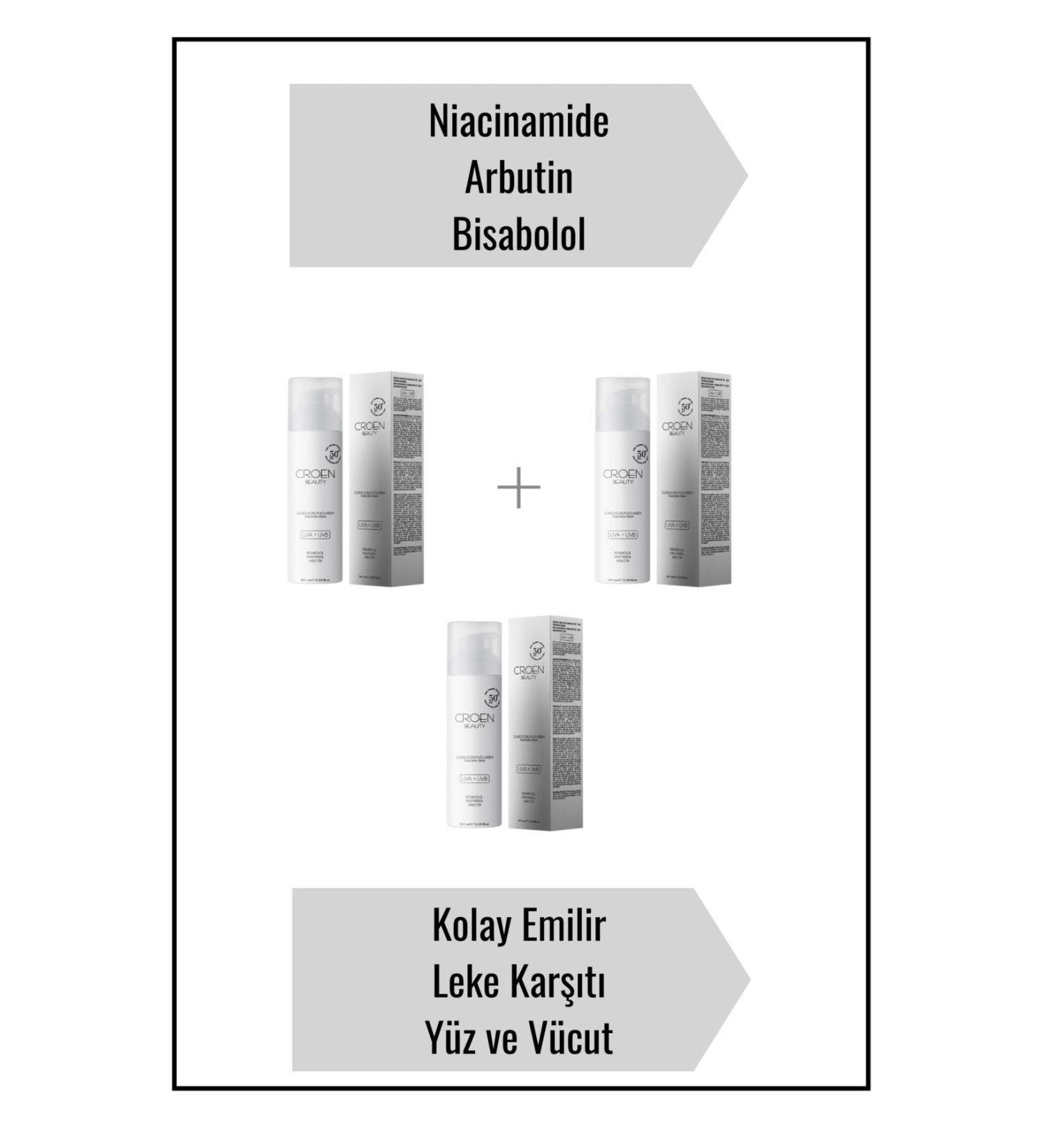 CROEN +50 SPF Protective Sun Cream Face and Body UVA + UVB Very High Protection 3 Pack 100 ml