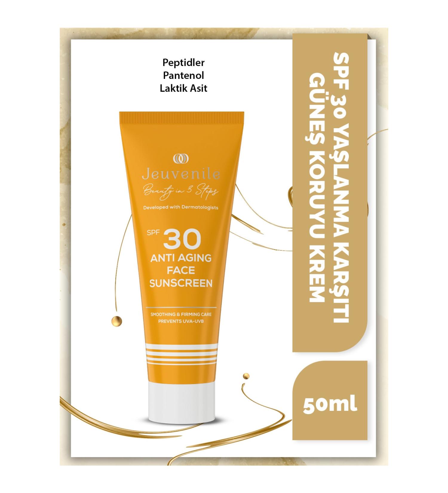 Jeuvenile SPF 30 Anti-Aging Sunscreen - Anti-Aging and Anti-Wrinkle (Peptides Panthenol Lactic Acid) - Buy Online on GoSupps.com