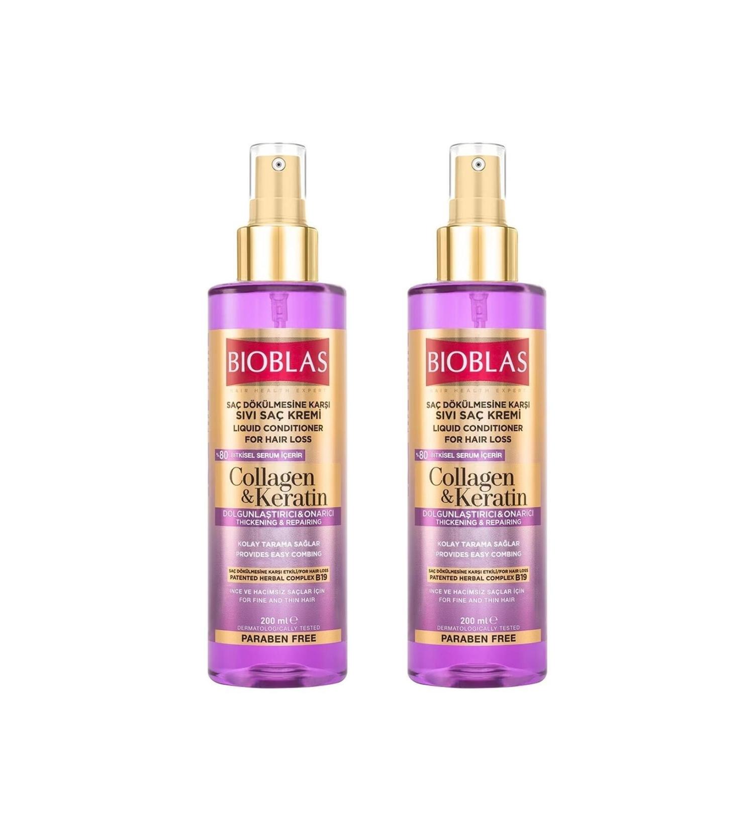 Bioblas Collagen and Keratin Anti-Hair Loss Liquid Hair Conditioner 200 ml 2 PCS