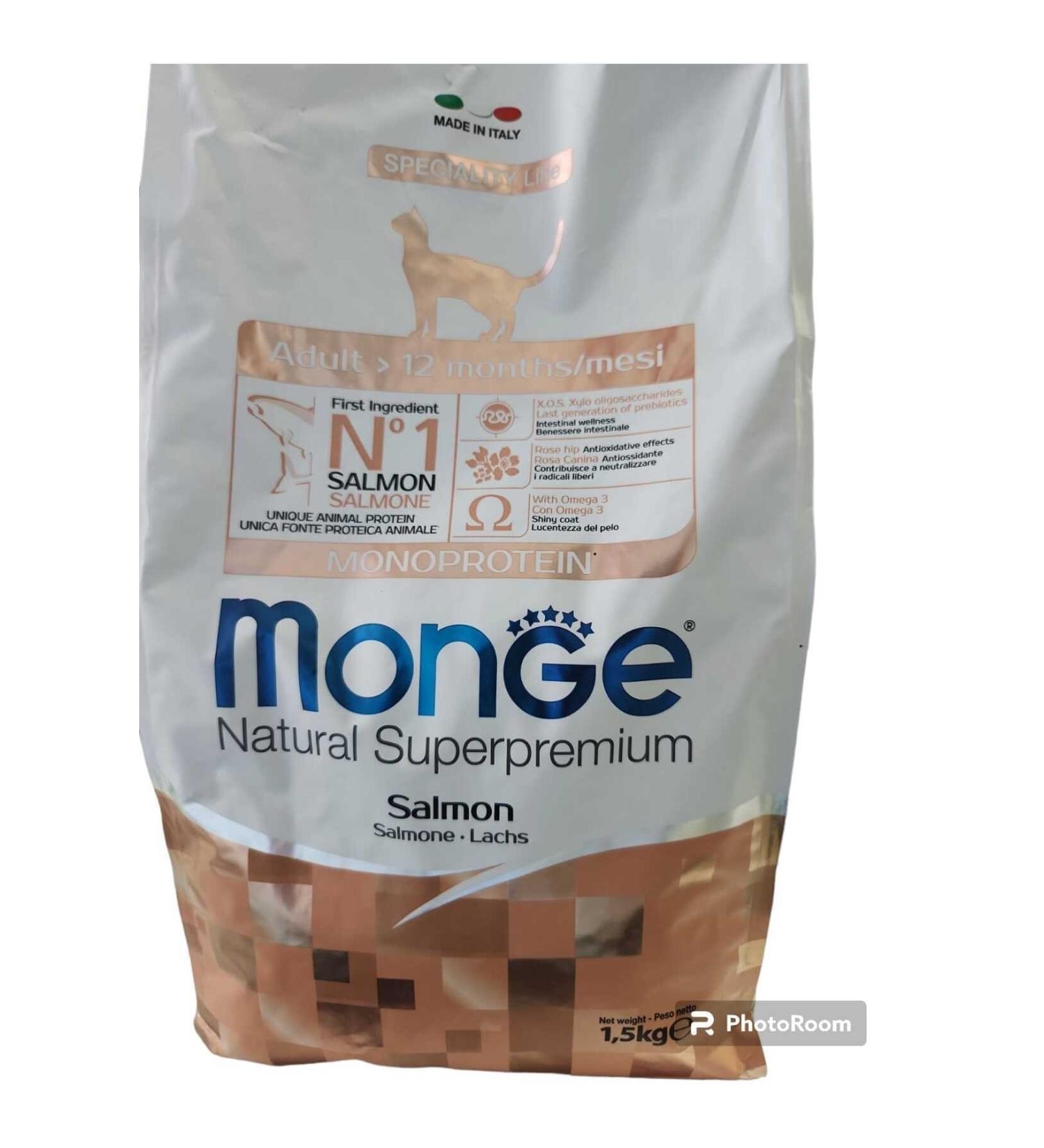 Monge SALMON DRY FOOD FOR ADULT CATS 1.5 KG