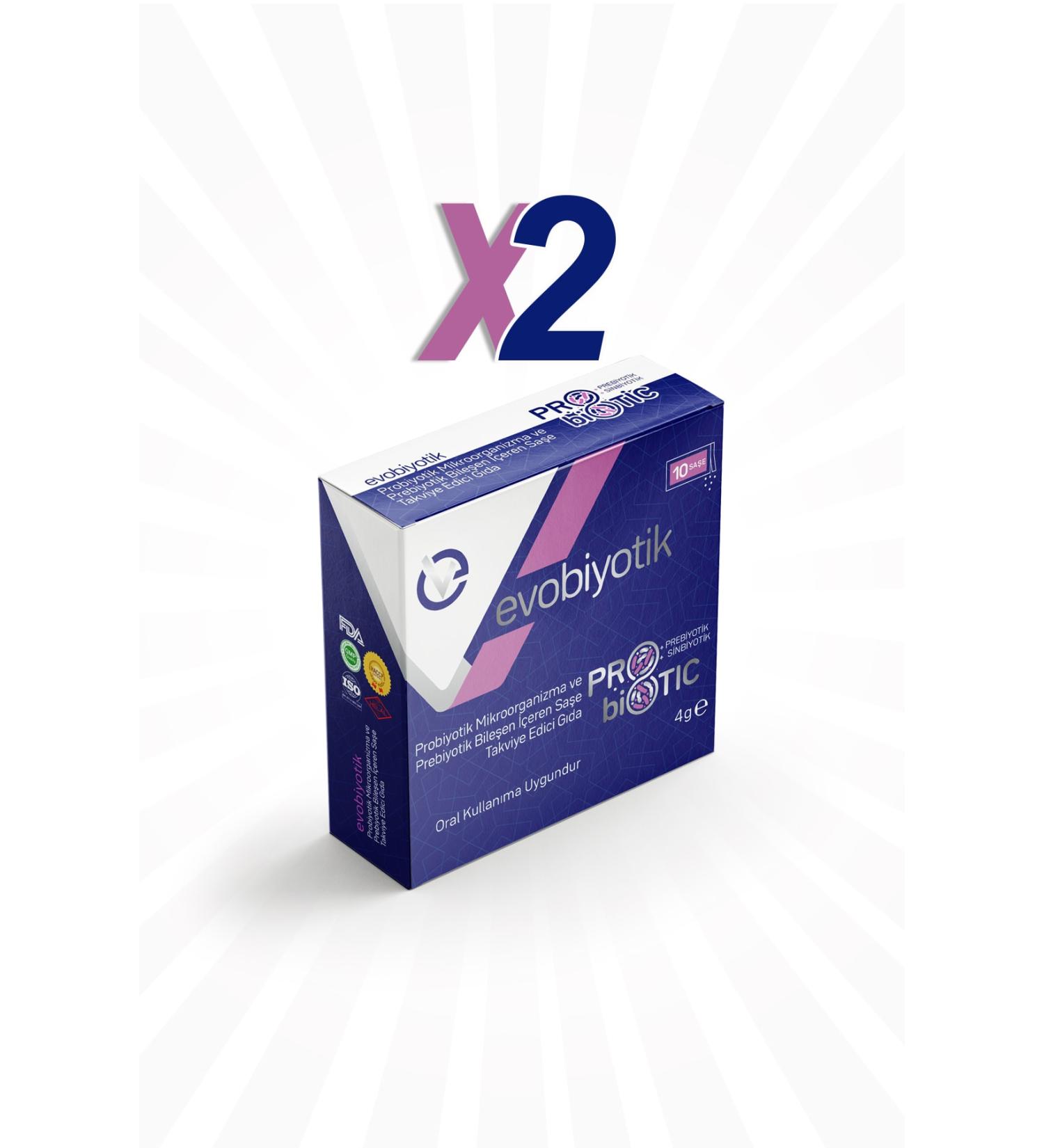 EVOPHARMA Probiotic Microorganism and Prebiotic Component Containing Supplementary Food 10 Sachets 2 Pieces