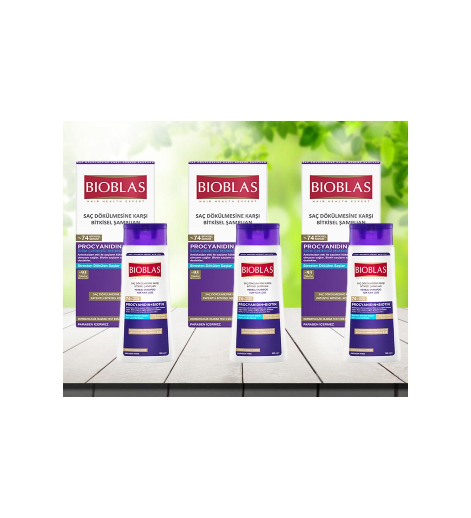Bioblas Anti-Stress Shampoo Against Hair Loss 360 ML *3 pieces