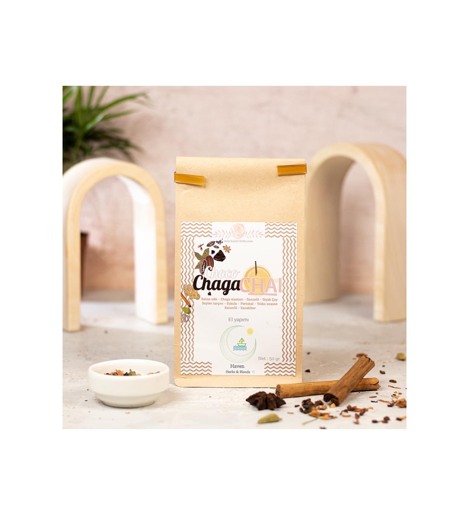 Haven Herbs & Blends ChocoChaga CHAI 50gr | Chaga Mushroom Cocoa Masala Tea | Chai tea | Haven Herbs Blends - Buy Online on GoSupps.com