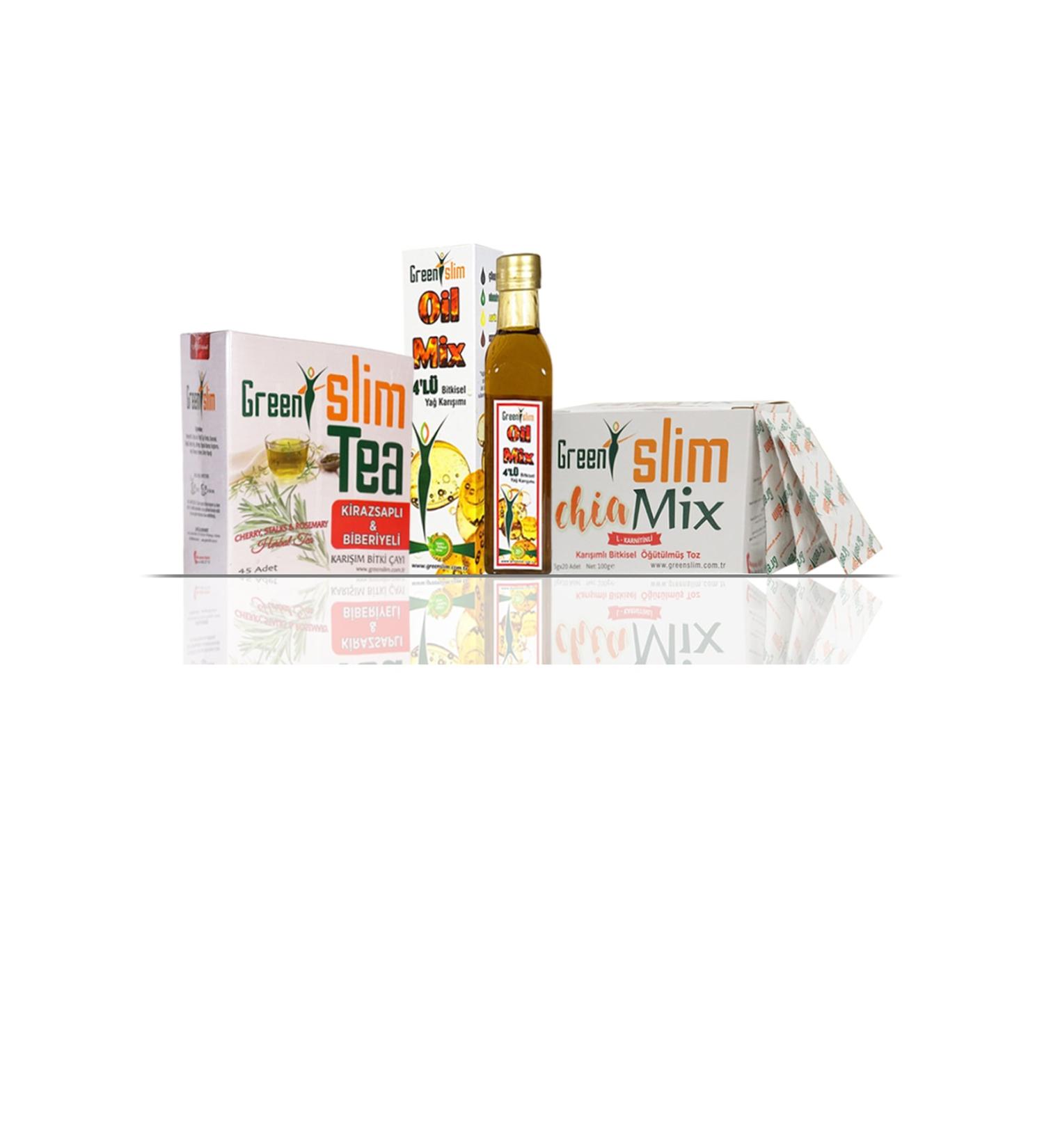 GREEN SLIM Mix Tea-powder-oil 3-Pack Support Set Chia Detox Detox Set2 - Buy Online on GoSupps.com