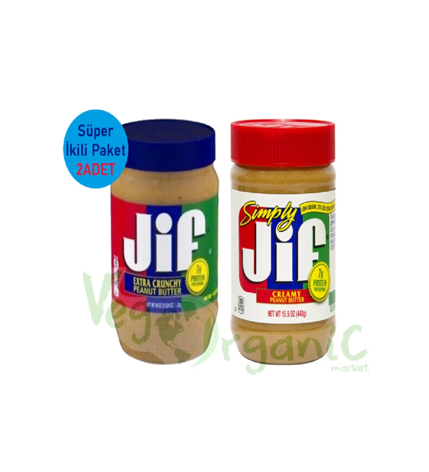Jif DOUBLE PACK - Peanut Butter Extra Crunchy 454 gr X Simply Peanut Butter 440 gr - Buy Online on GoSupps.com